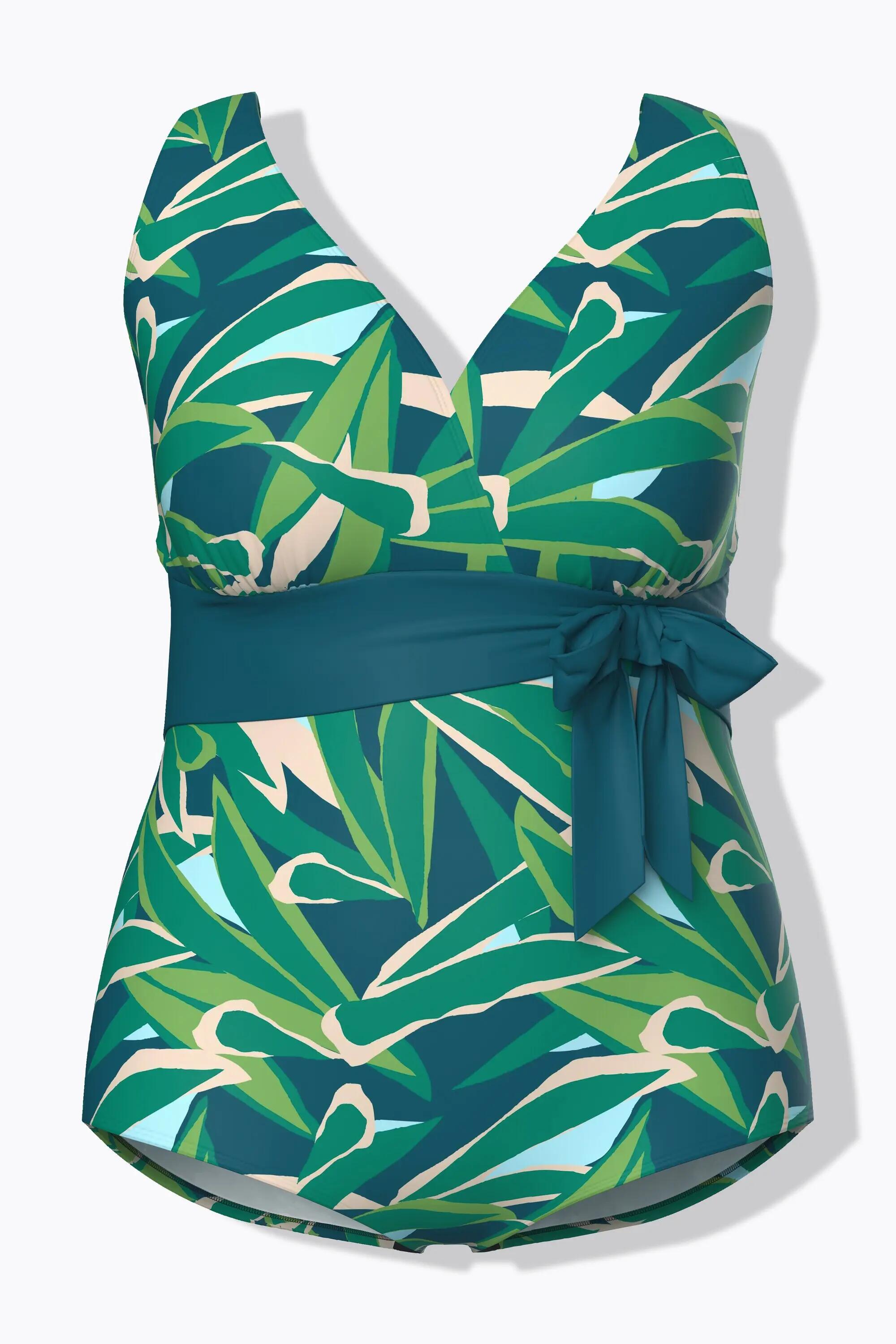 Femme Maillot de bain avec bonnets souples motif feuilles et nœud fantaisie 2/13