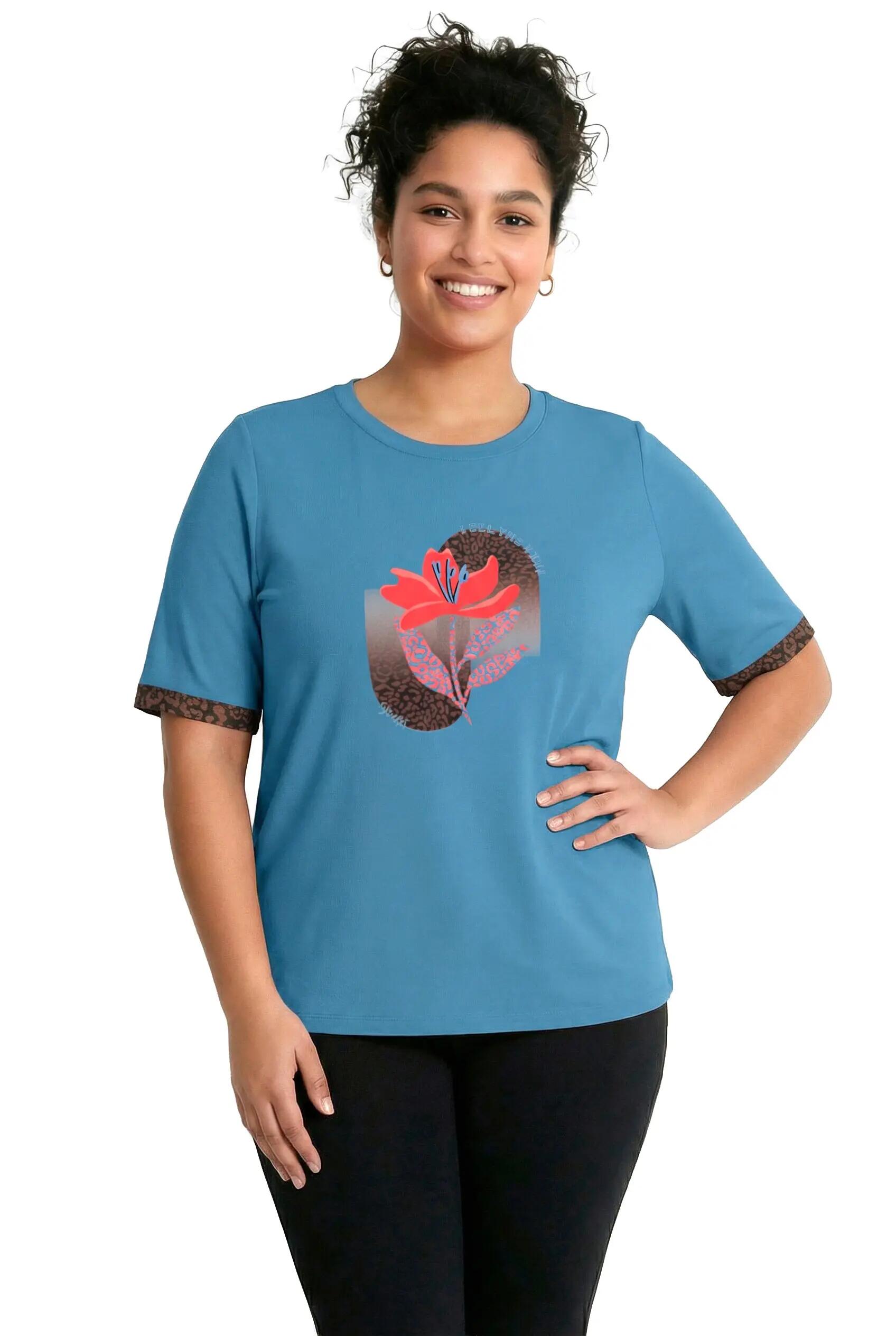 Femme T-shirt technique avec motif imprimé décolleté rond et manches courtes 3/13