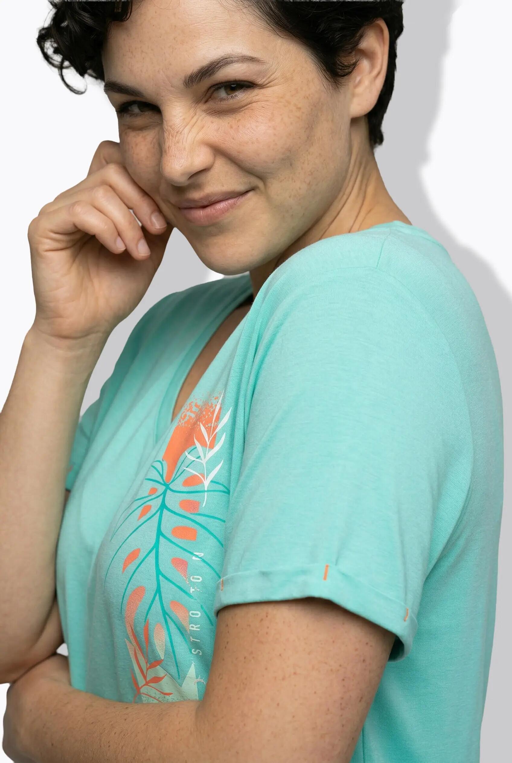 Femme T-shirt technique col en V et manches courtes traitement antibactérien 8/11