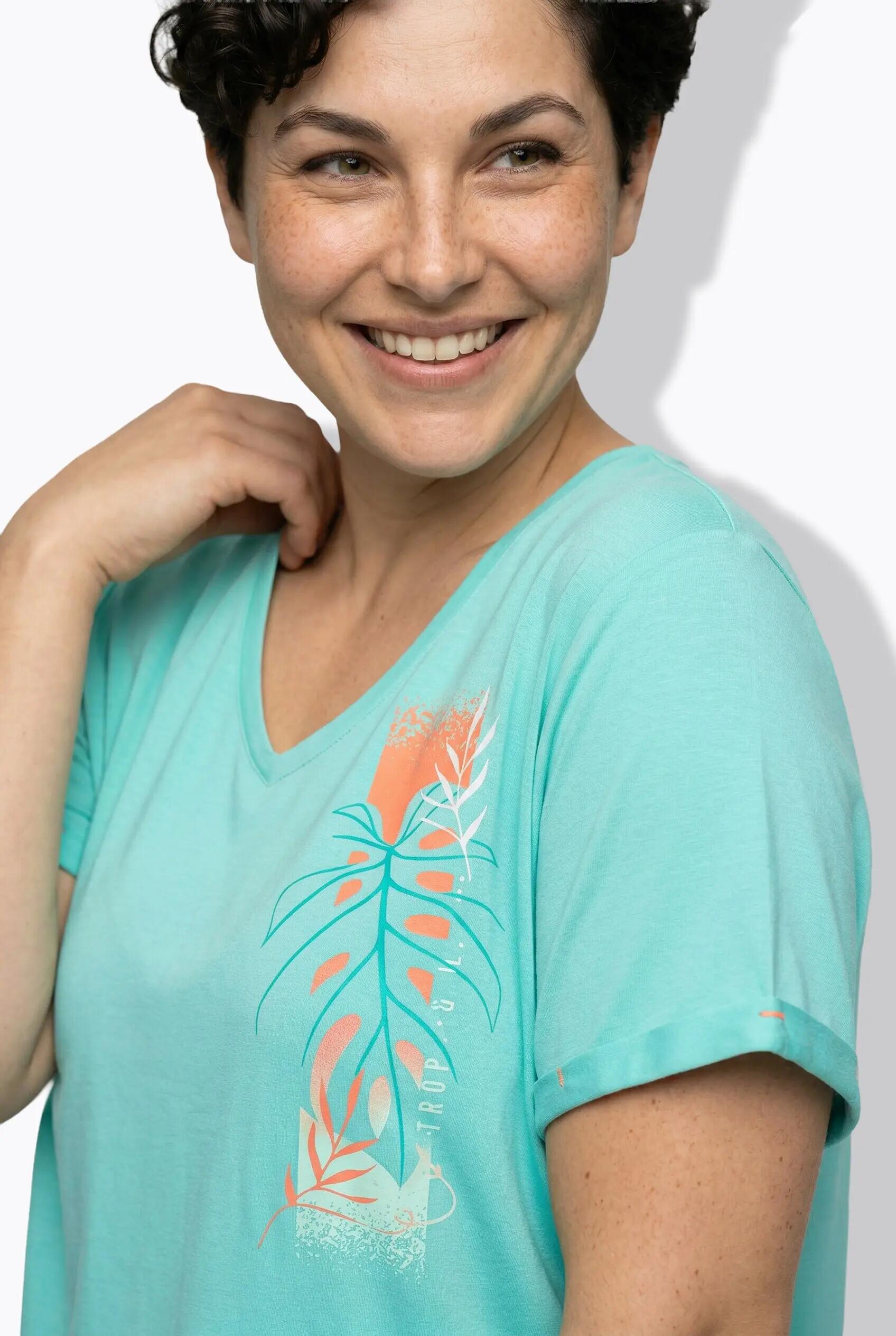 Femme T-shirt technique col en V et manches courtes traitement antibactérien 7/11