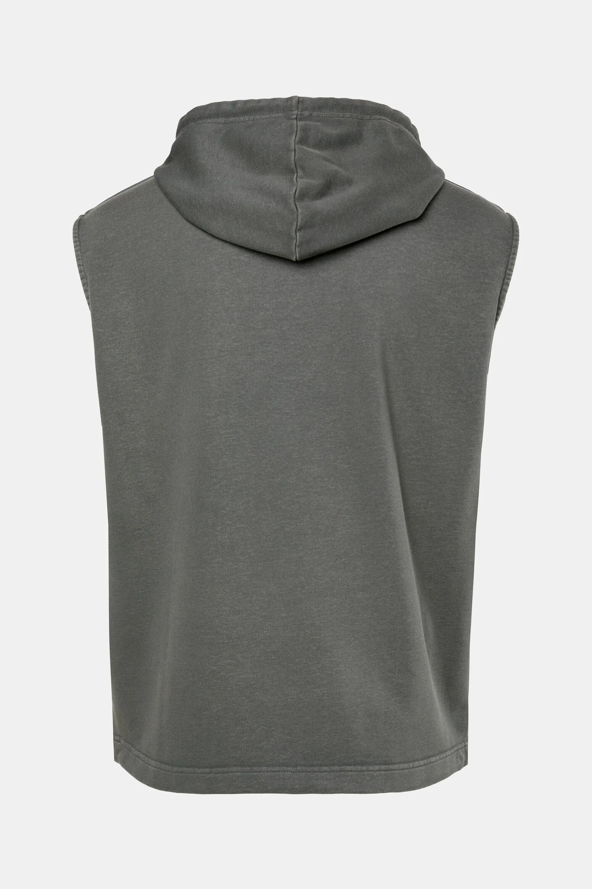 Heren Hoodie Buik-Fit fitness sweatstof capuchon mouwloos vintage look 10/11