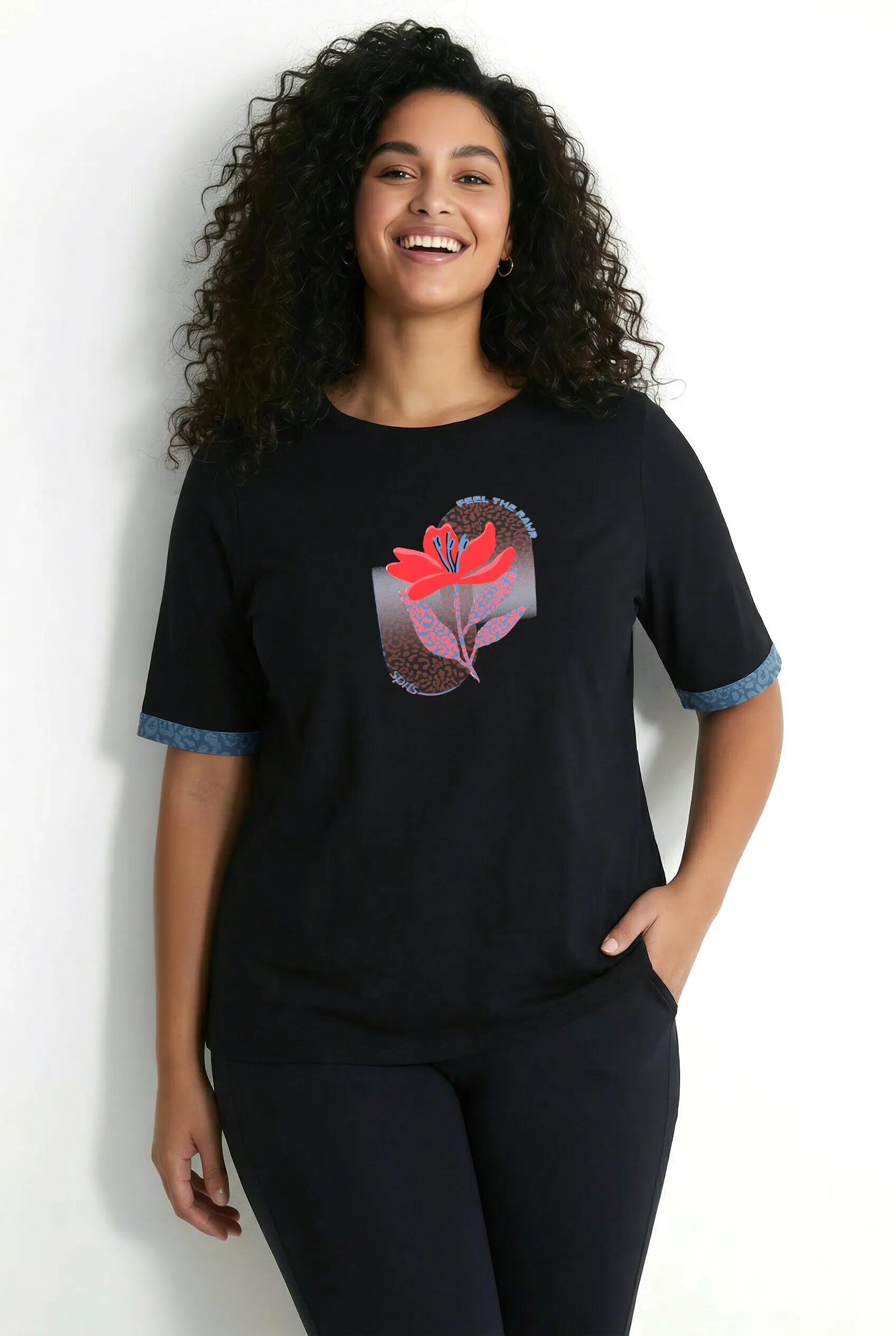 Damen Shirt Motivdruck Classic Rundhals Halbarm 11/13