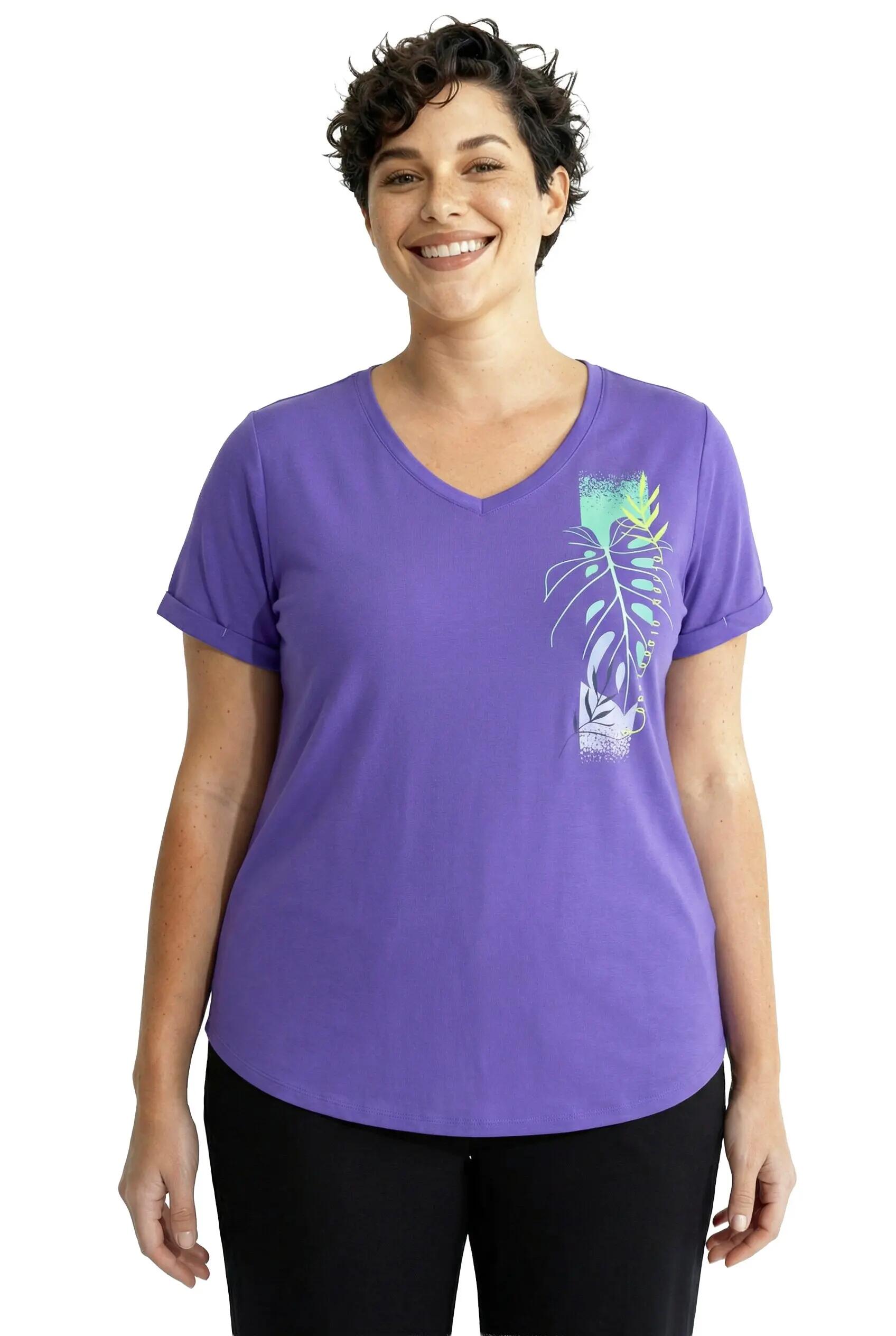 Dames Functioneel shirt antibacterieel V-hals korte mouwen 13/13