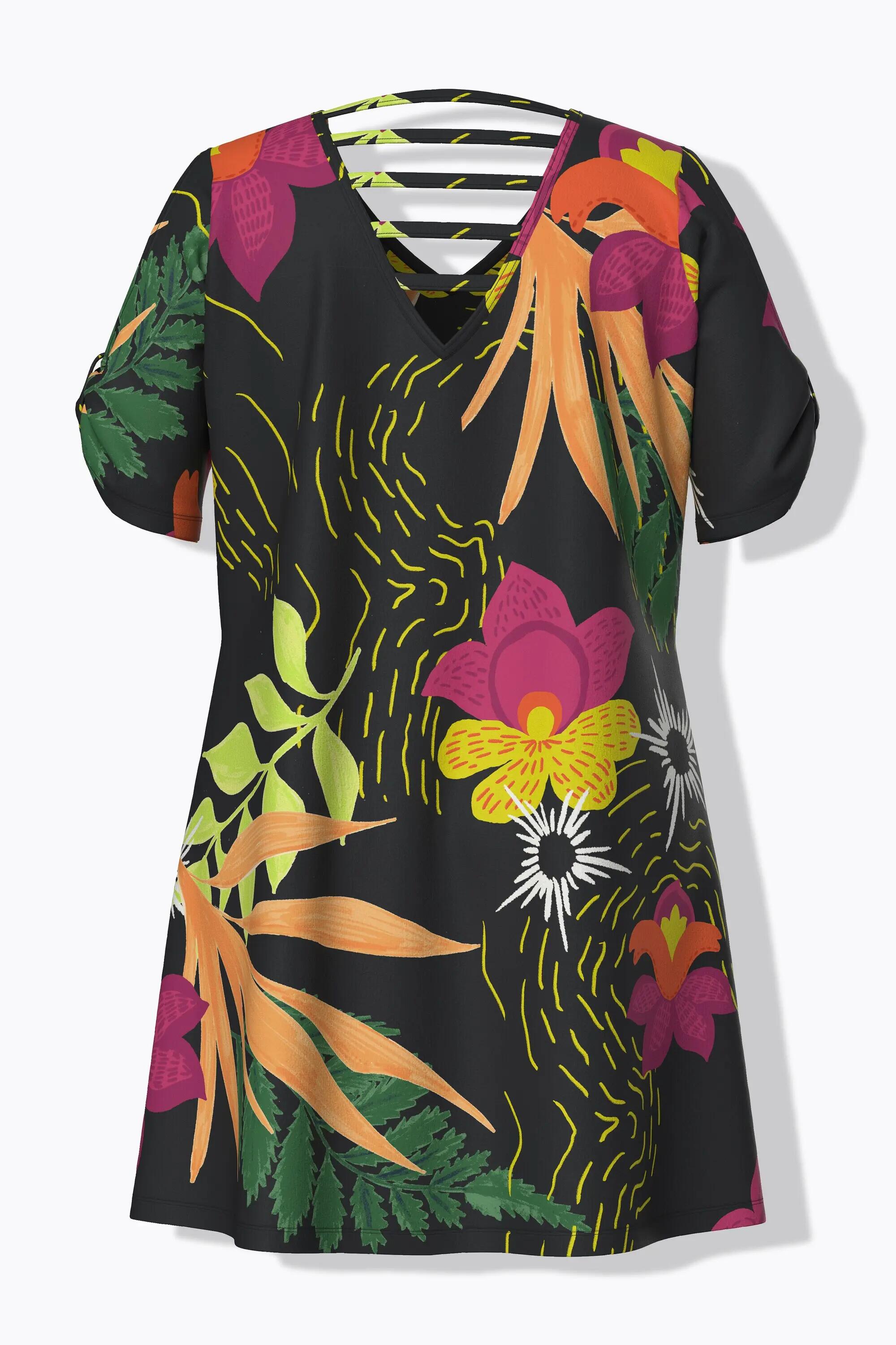Damen Jerseykleid Katze A-Linie V-Ausschnitt Halbarm 2/13