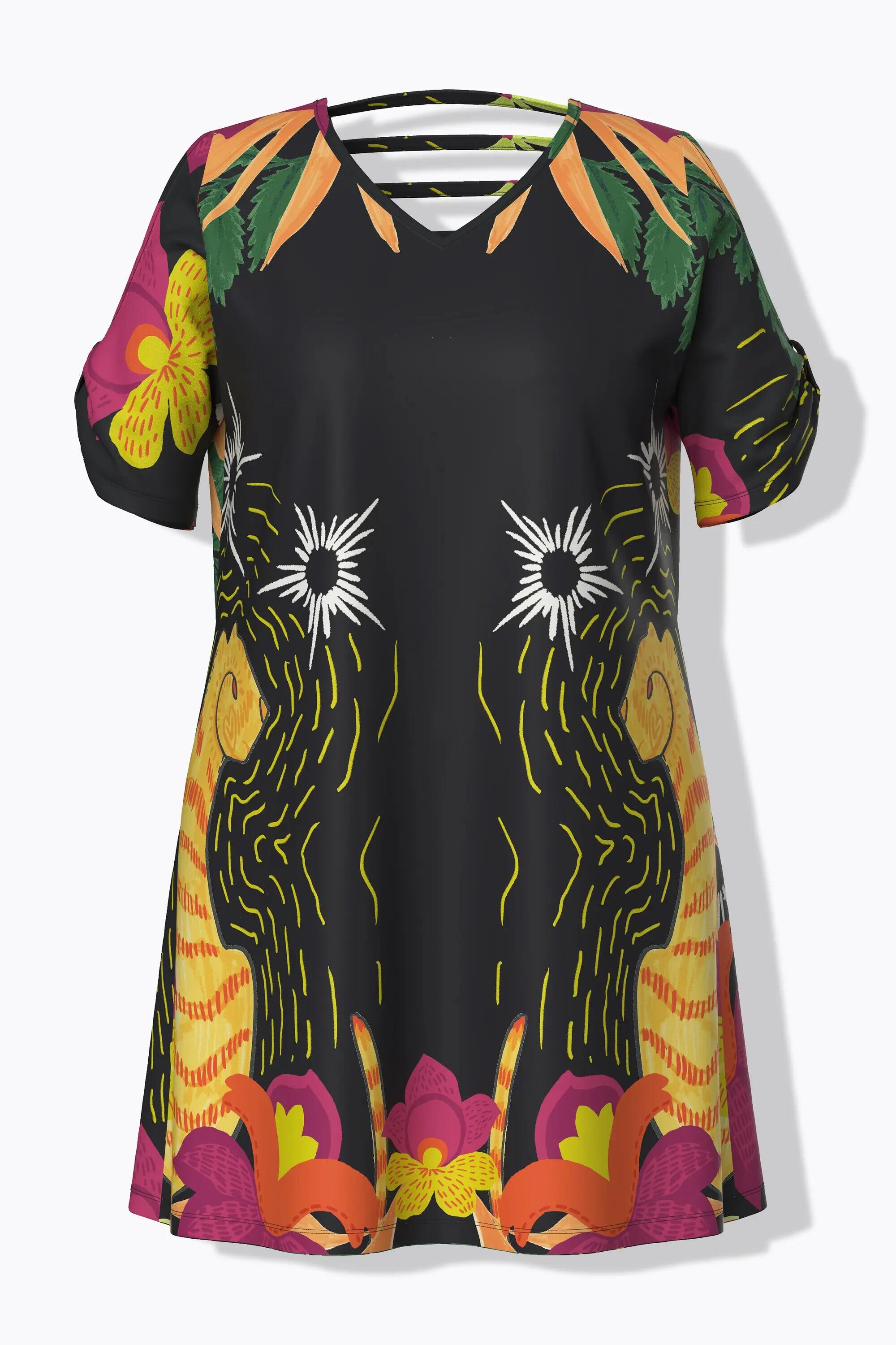 Damen Jerseykleid Katze A-Linie V-Ausschnitt Halbarm 13/13