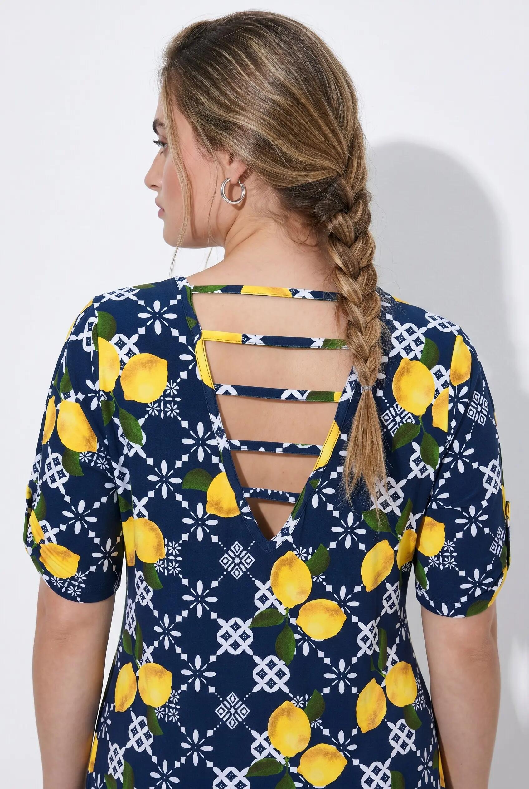 Damen Strandkleid Zitronen A-Linie V-Ausschnitt Halbarm 10/13