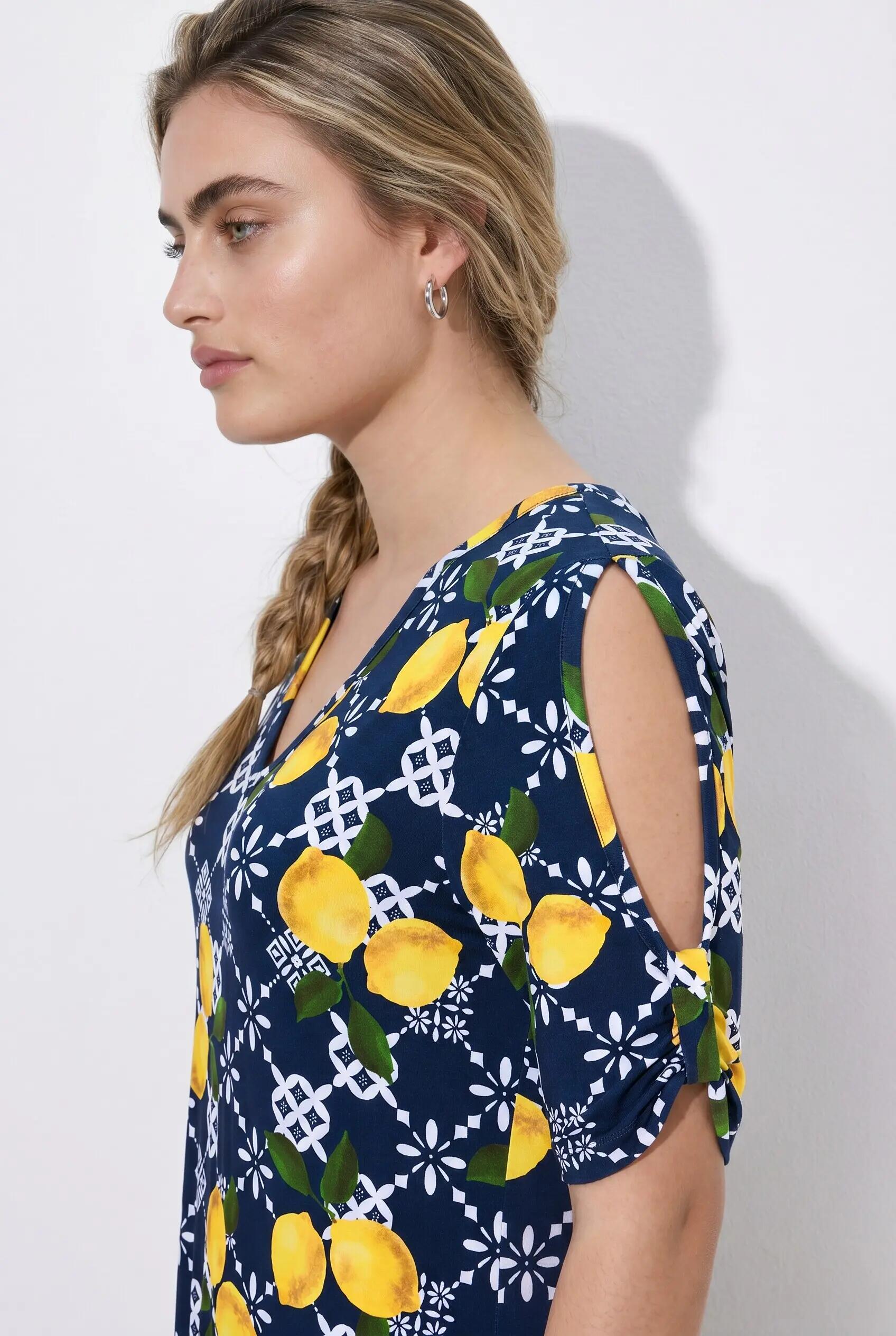 Damen Strandkleid Zitronen A-Linie V-Ausschnitt Halbarm 9/13