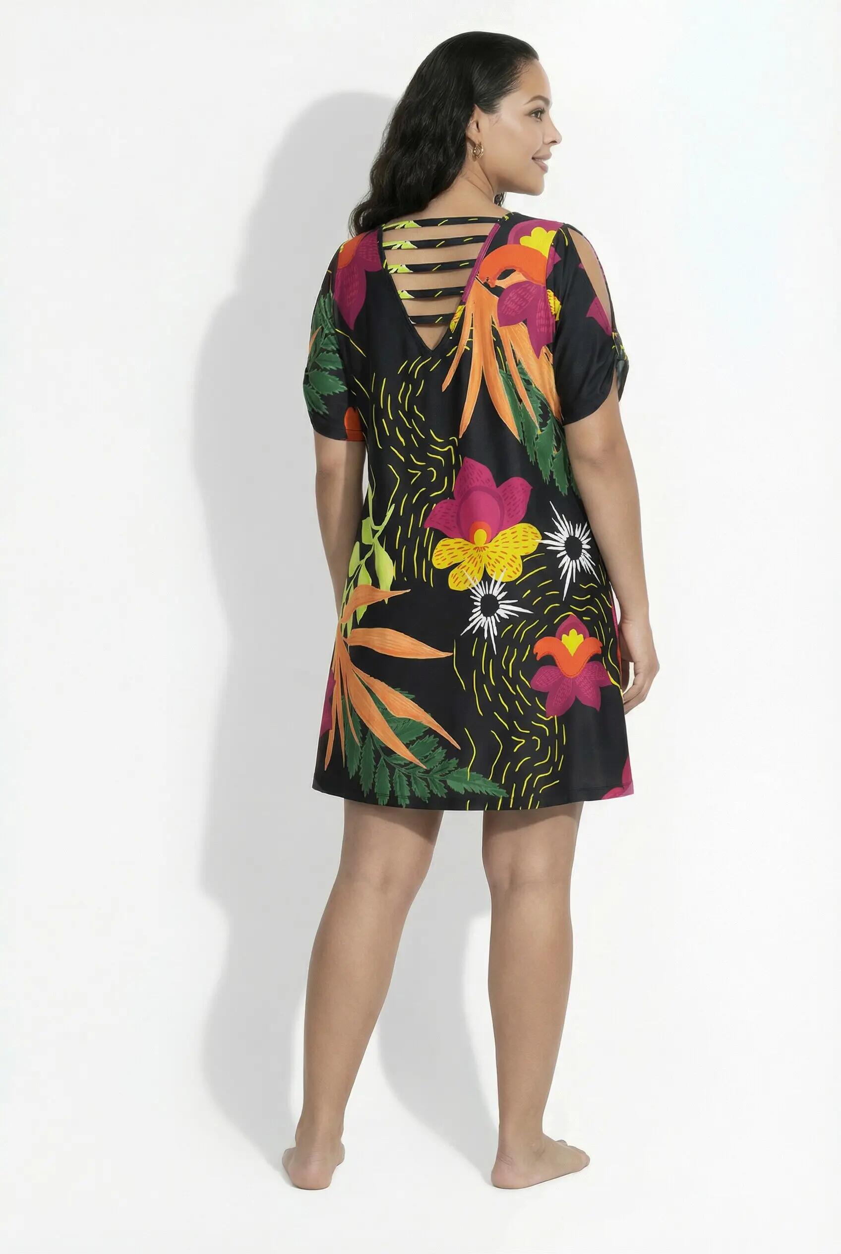 Damen Jerseykleid Katze A-Linie V-Ausschnitt Halbarm 8/13