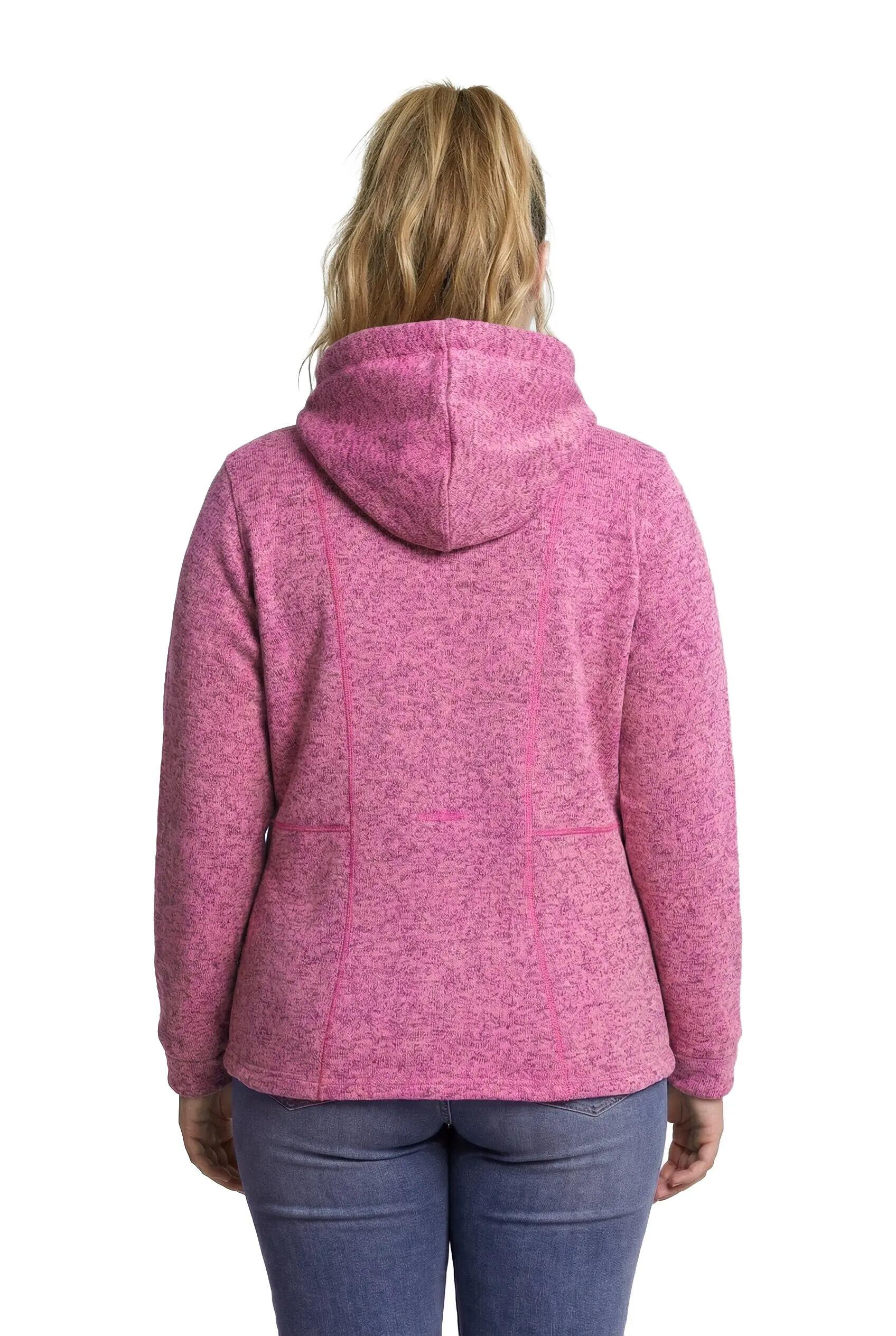 Damen Strickfleece-Jacke Ziernähte Kapuze 2-Wege-Zipper 4/13