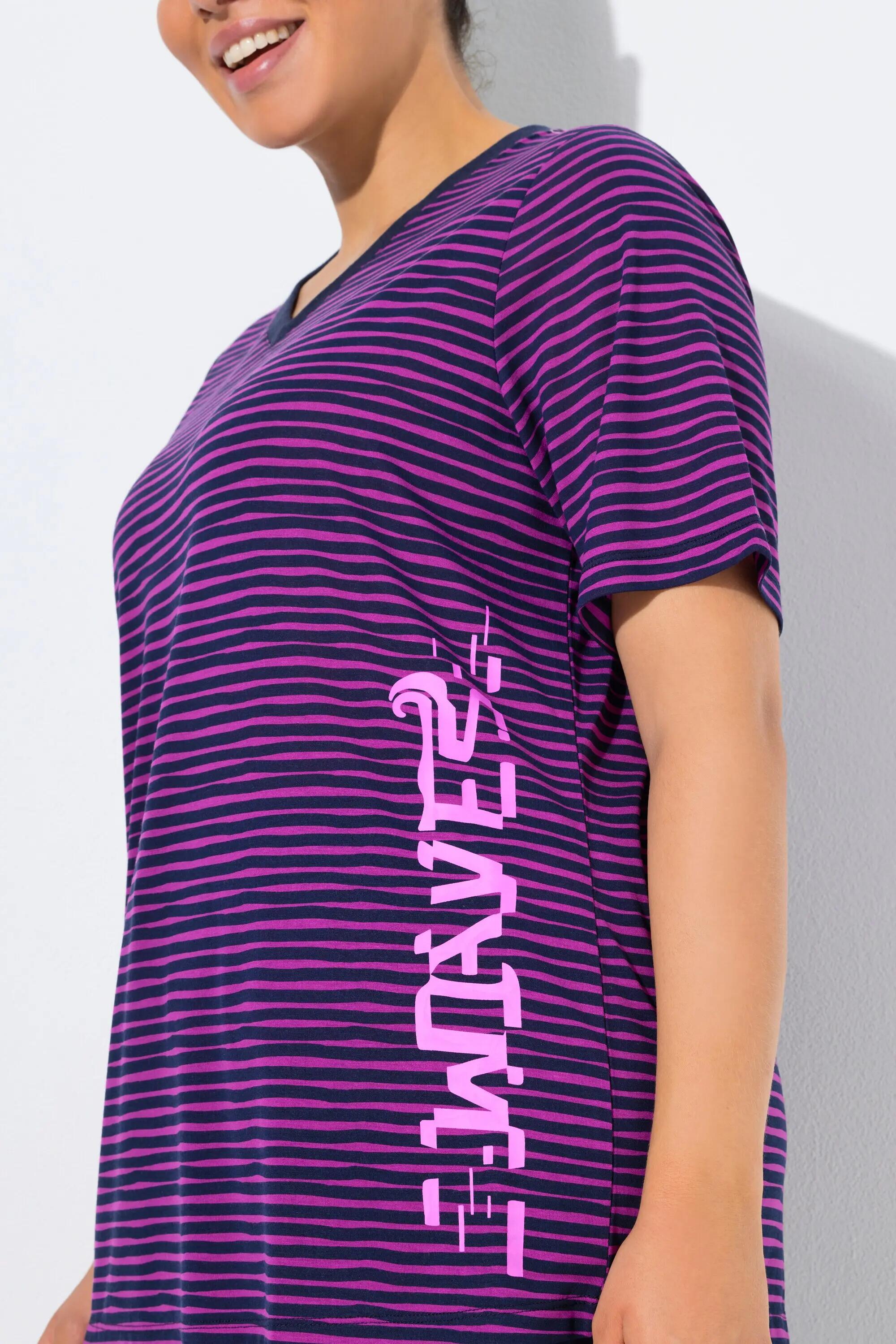 Femme T-shirt technique rayé col en V et manches courtes coupe Classic Fit 9/11