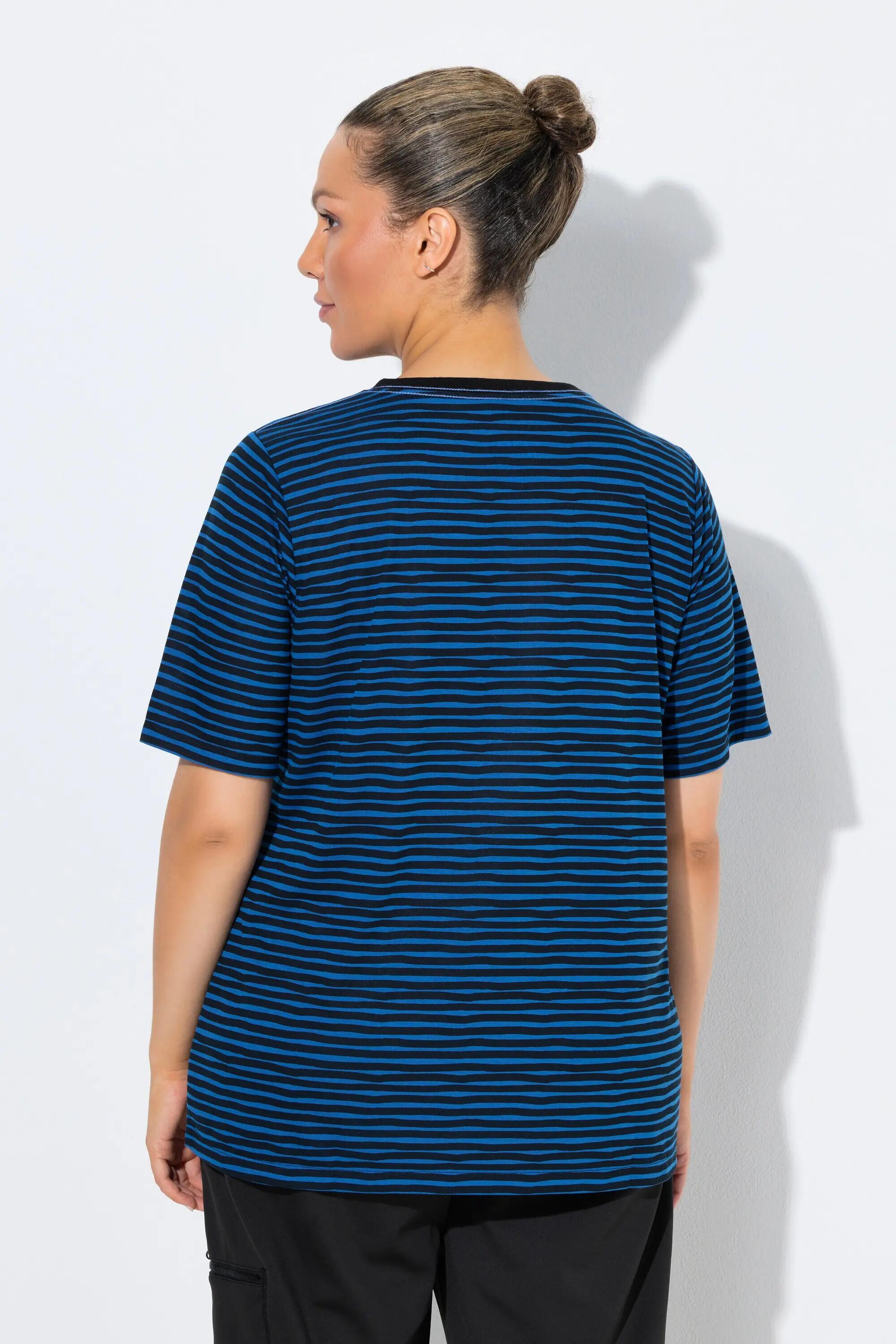 Femme T-shirt technique rayé col en V et manches courtes coupe Classic Fit 7/11