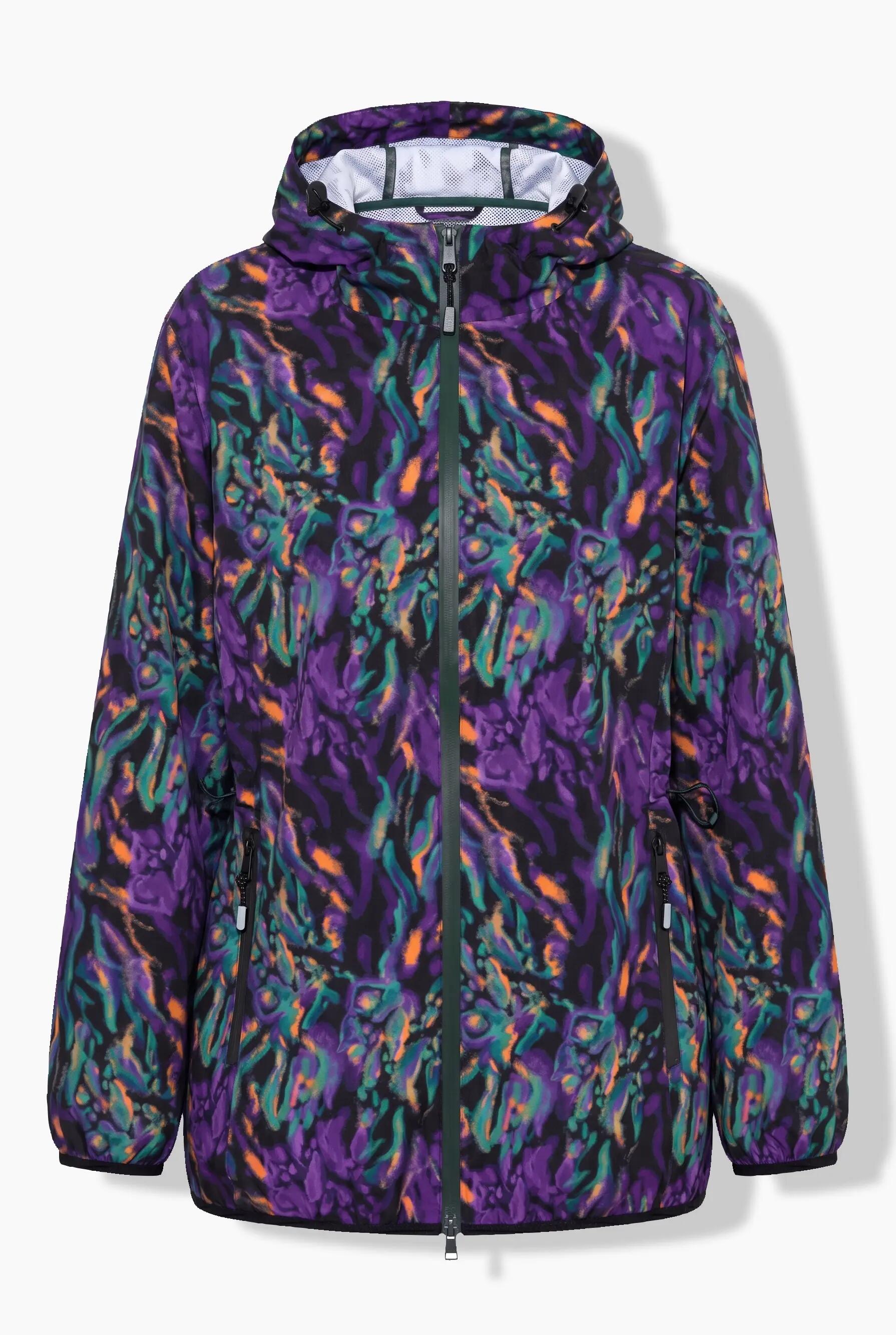 Damen Regenjacke Blüten wasserdicht Kapuze 2-Wege-Zipper 2/13