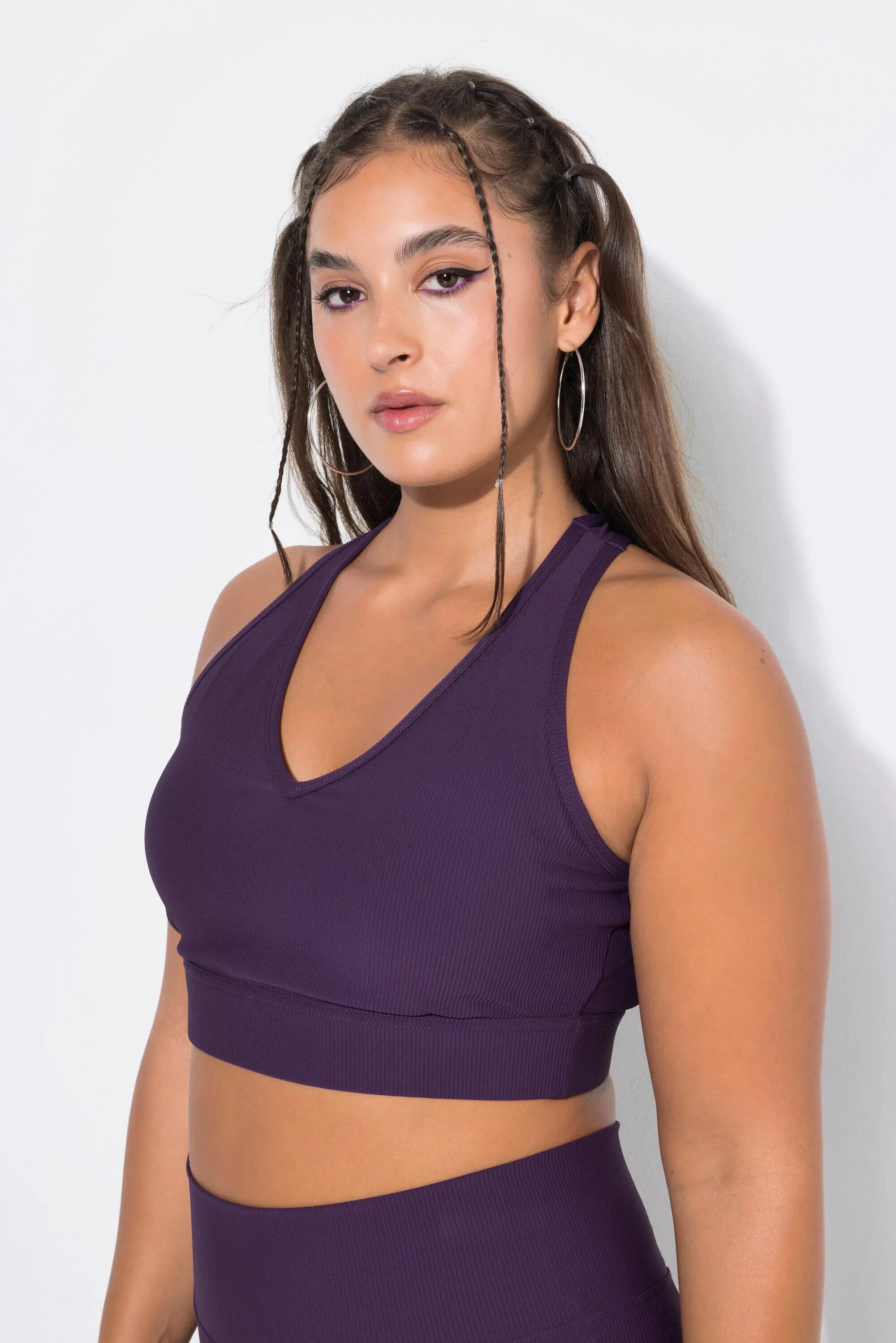 Damen Ripp-Bustier Rippjersey gekreuzte Rückenträger Mesh-Futter 13/13