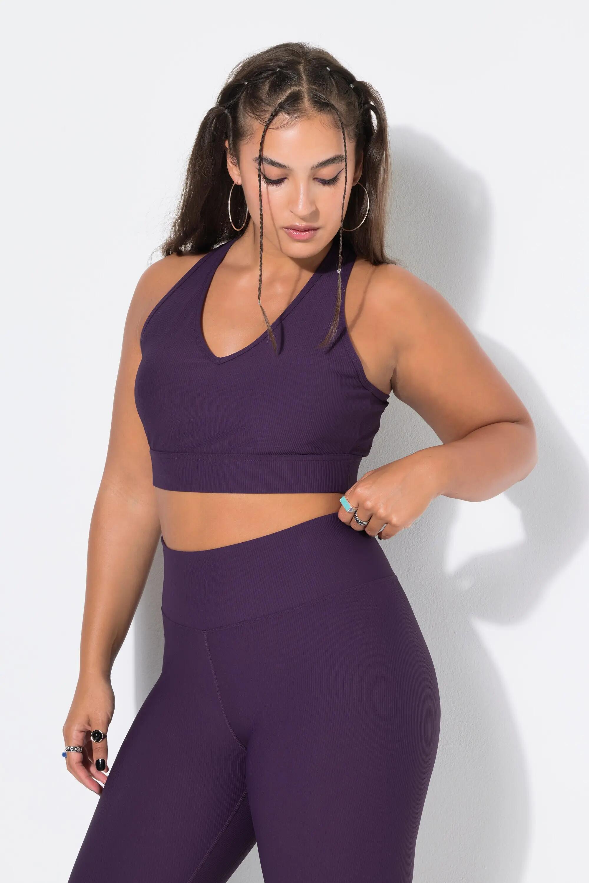 Damen Ripp-Bustier Rippjersey gekreuzte Rückenträger Mesh-Futter 11/13