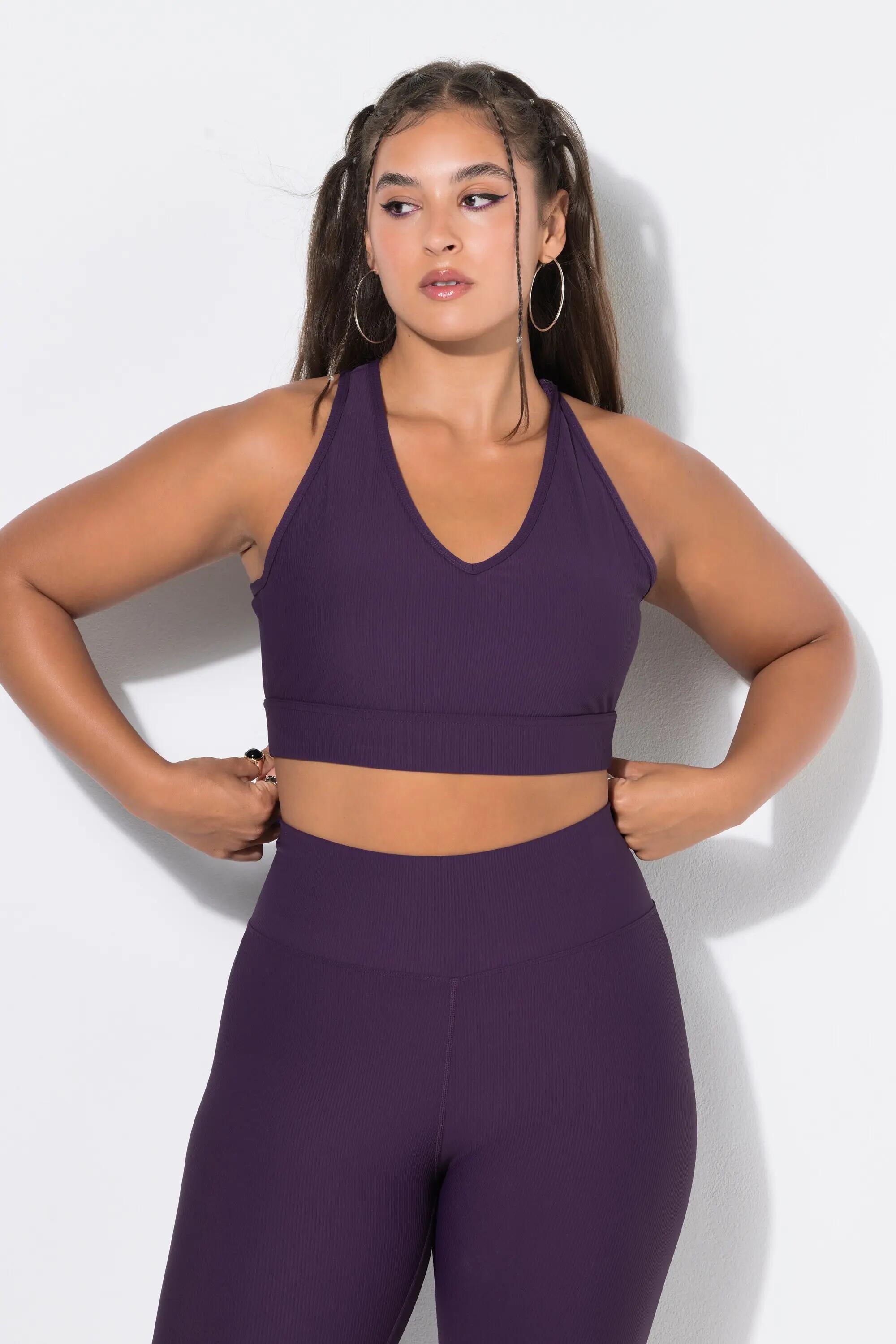 Damen Ripp-Bustier Rippjersey gekreuzte Rückenträger Mesh-Futter 10/13