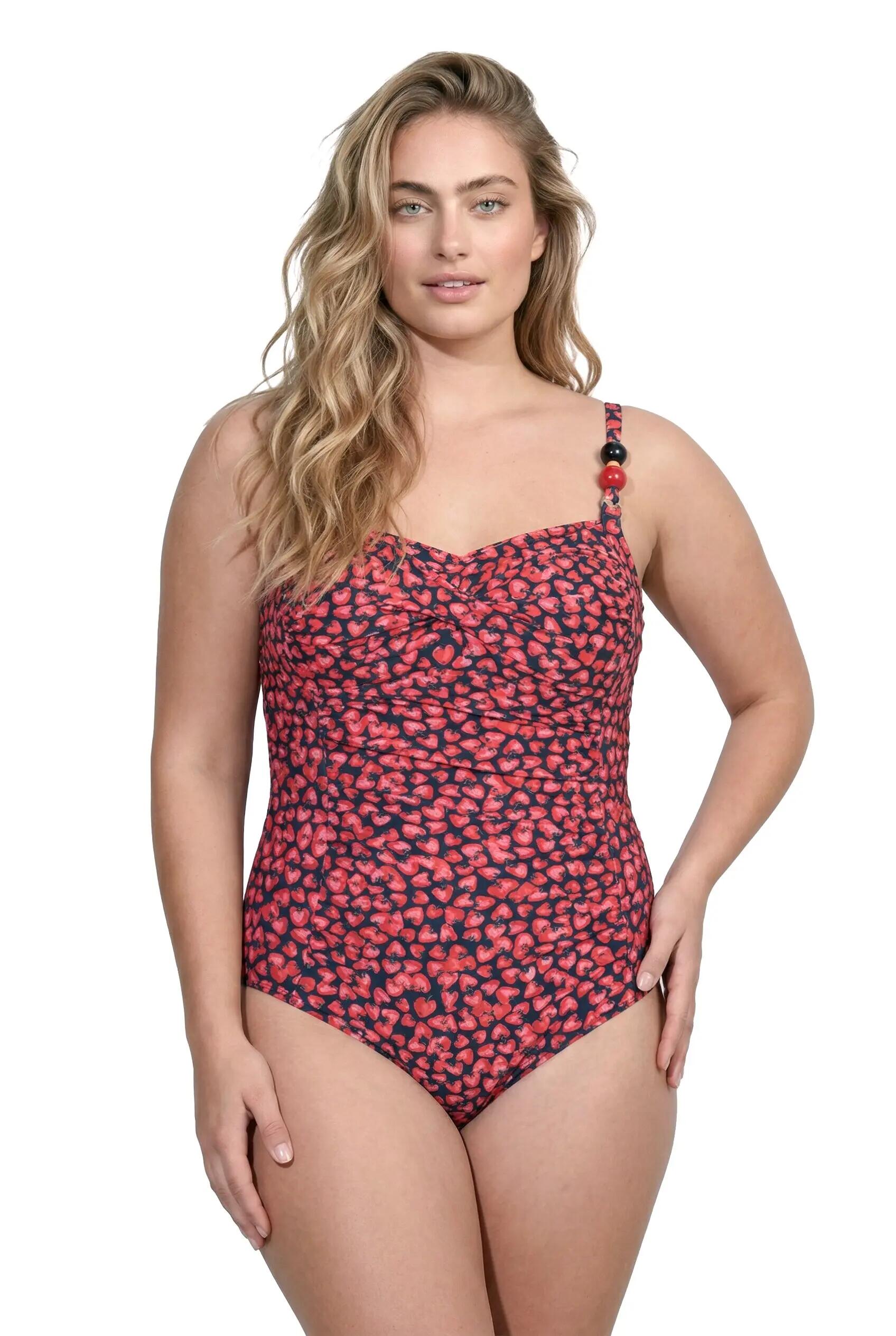 Damen Badeanzug Erdbeeren Softcups Perlen recycelt 5/13