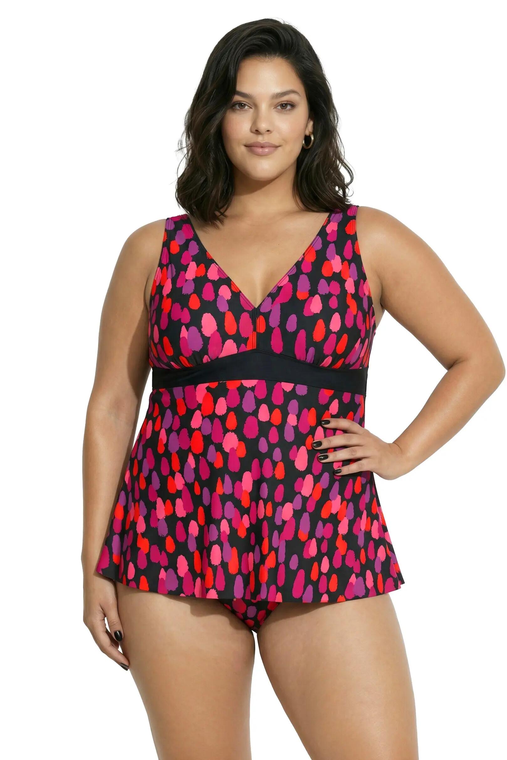Dames Zwemjurk met polka dots softcups gemaakt van gerecycled materiaal 3/13