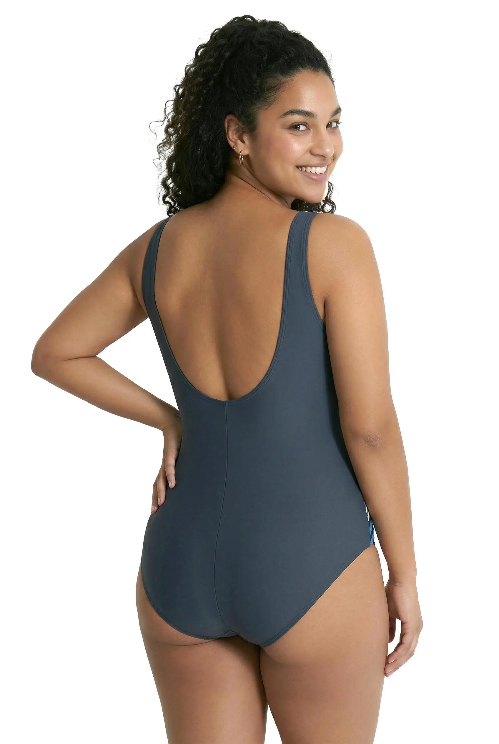 Damen Badeanzug Streifen Softcups recycelt 3/13