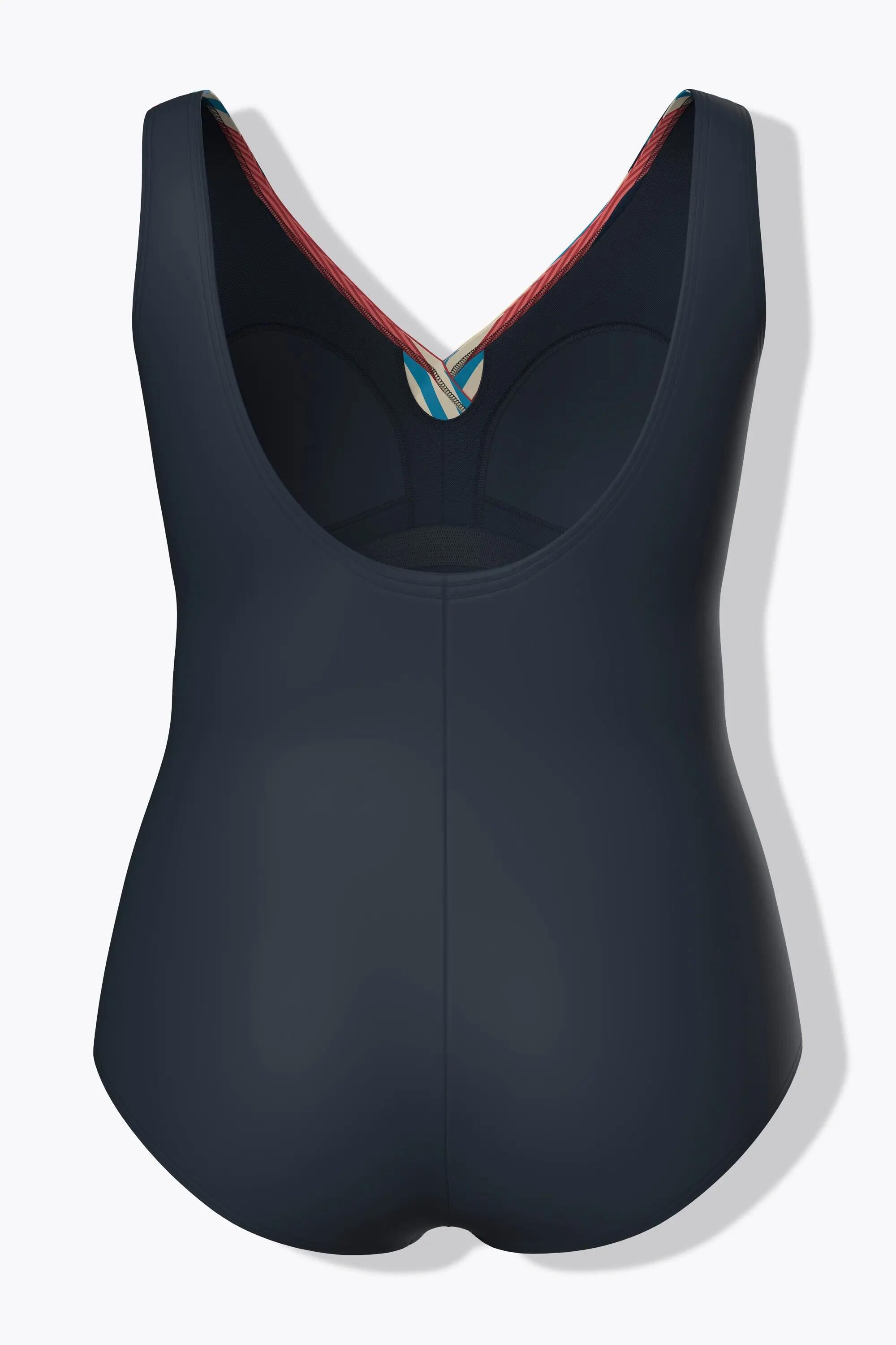 Damen Badeanzug Streifen Softcups recycelt 2/13