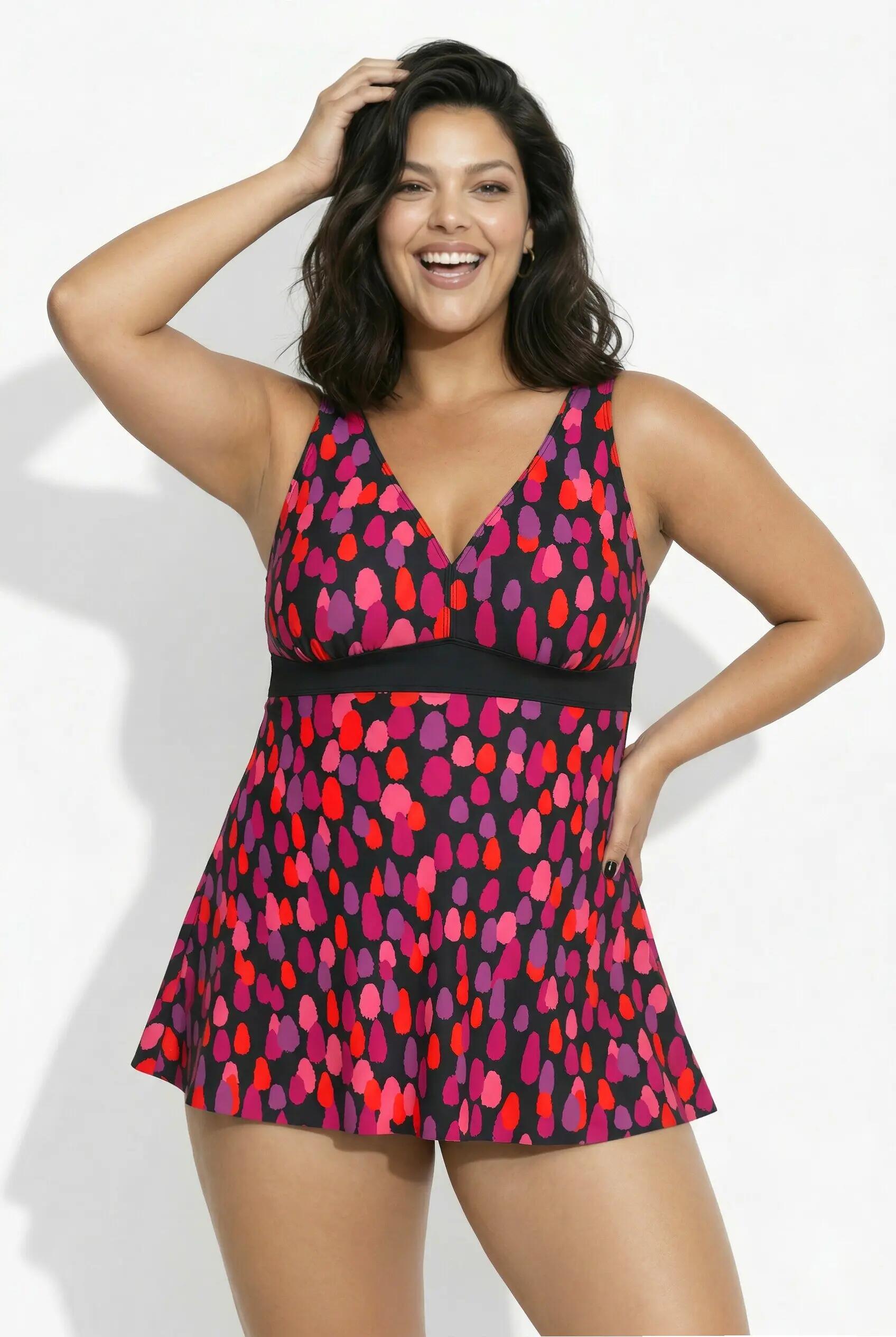 Dames Zwemjurk met polka dots softcups gemaakt van gerecycled materiaal 12/13