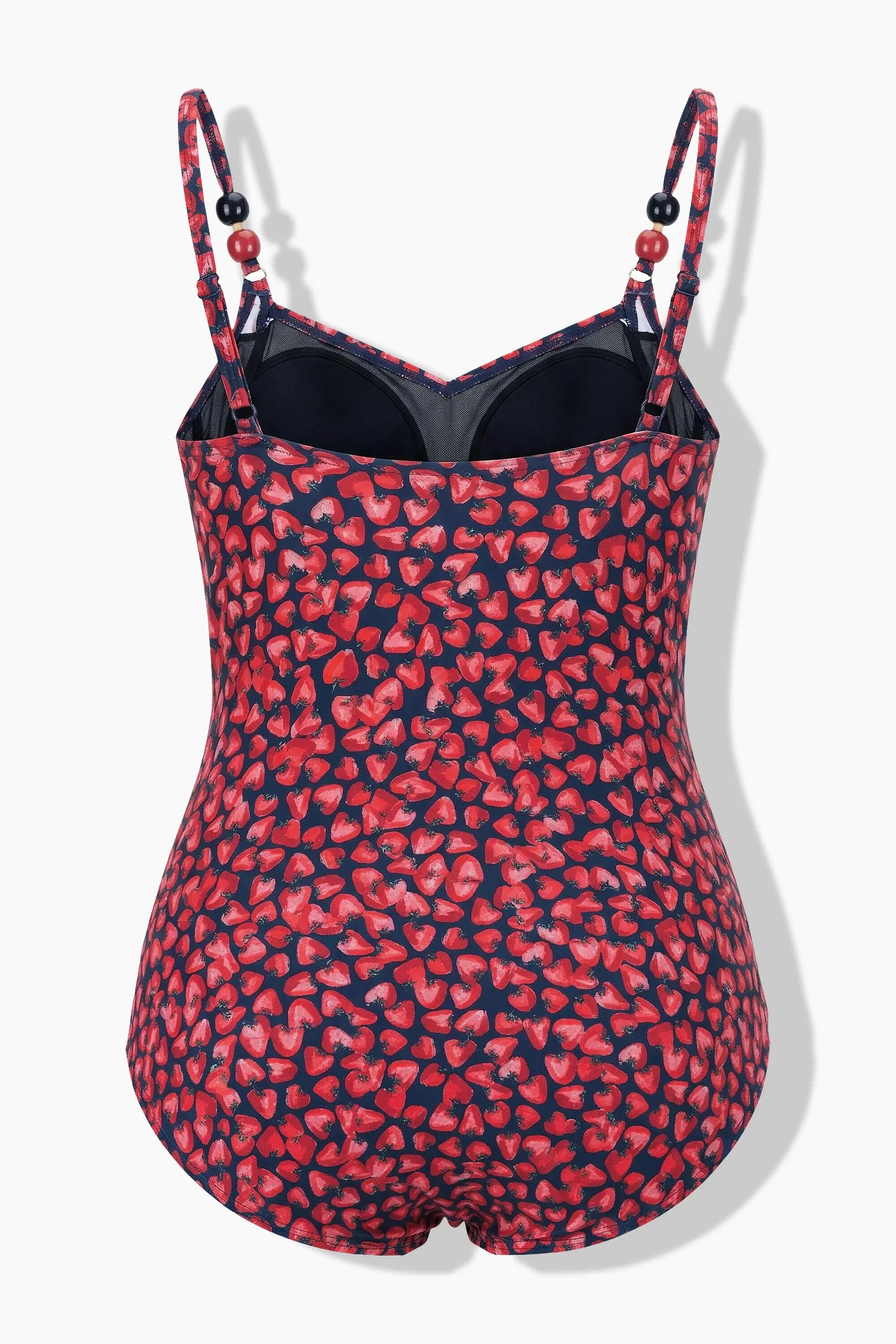 Damen Badeanzug Erdbeeren Softcups Perlen recycelt 3/13