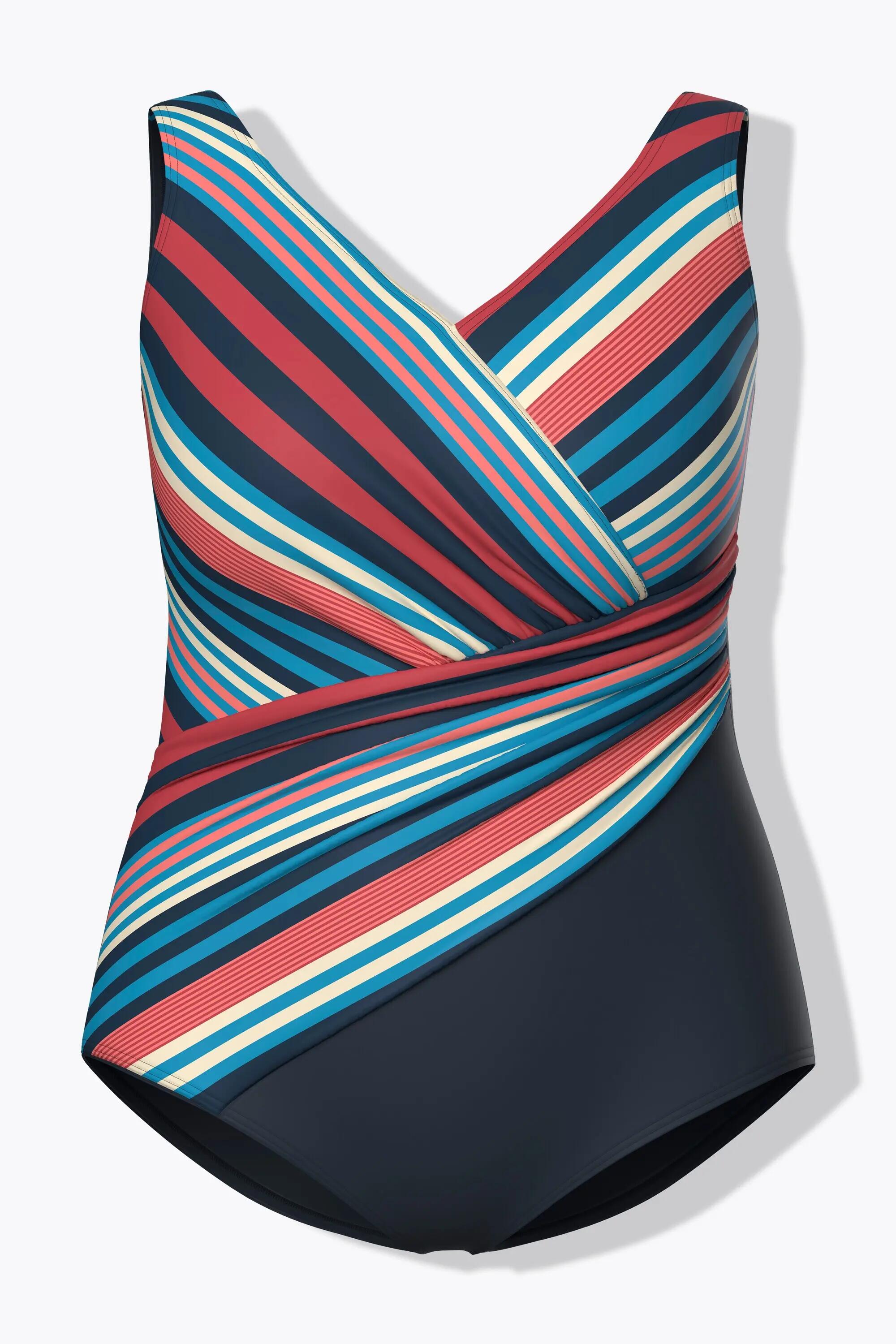Damen Badeanzug Streifen Softcups recycelt 13/13