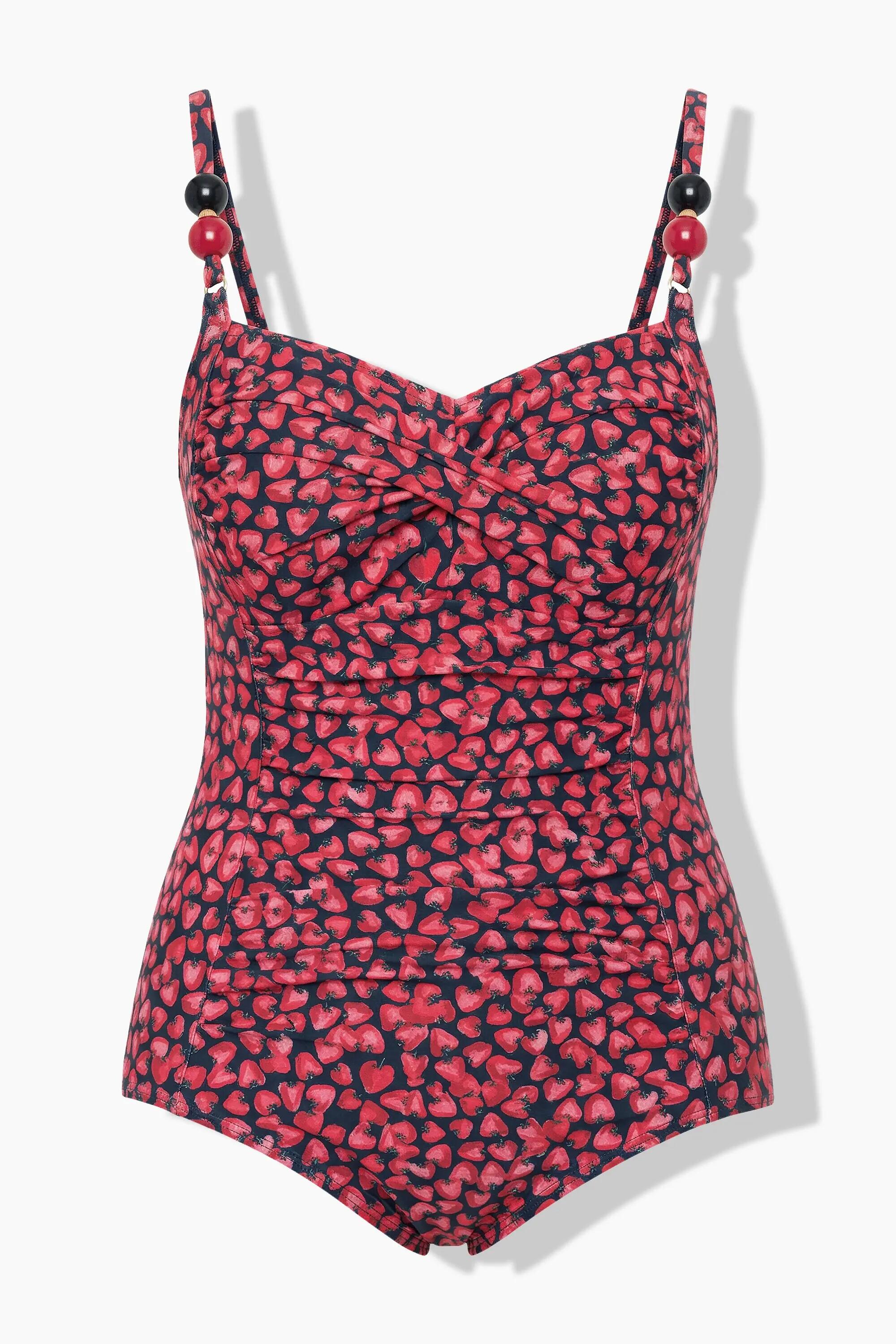 Damen Badeanzug Erdbeeren Softcups Perlen recycelt 2/13