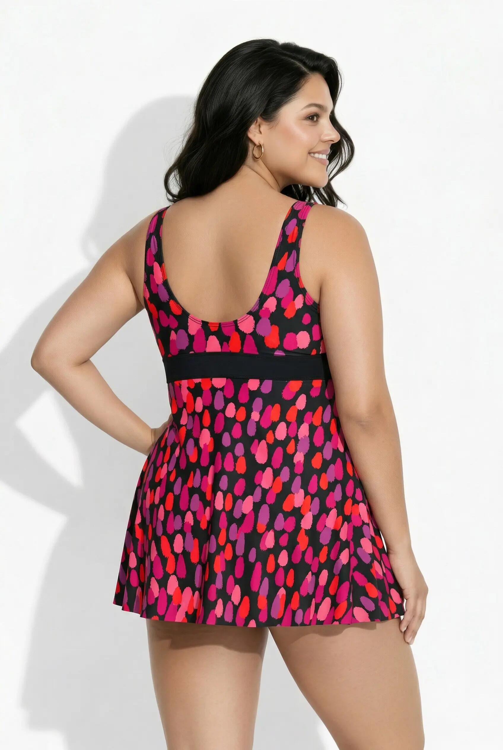 Dames Zwemjurk met polka dots softcups gemaakt van gerecycled materiaal 8/13