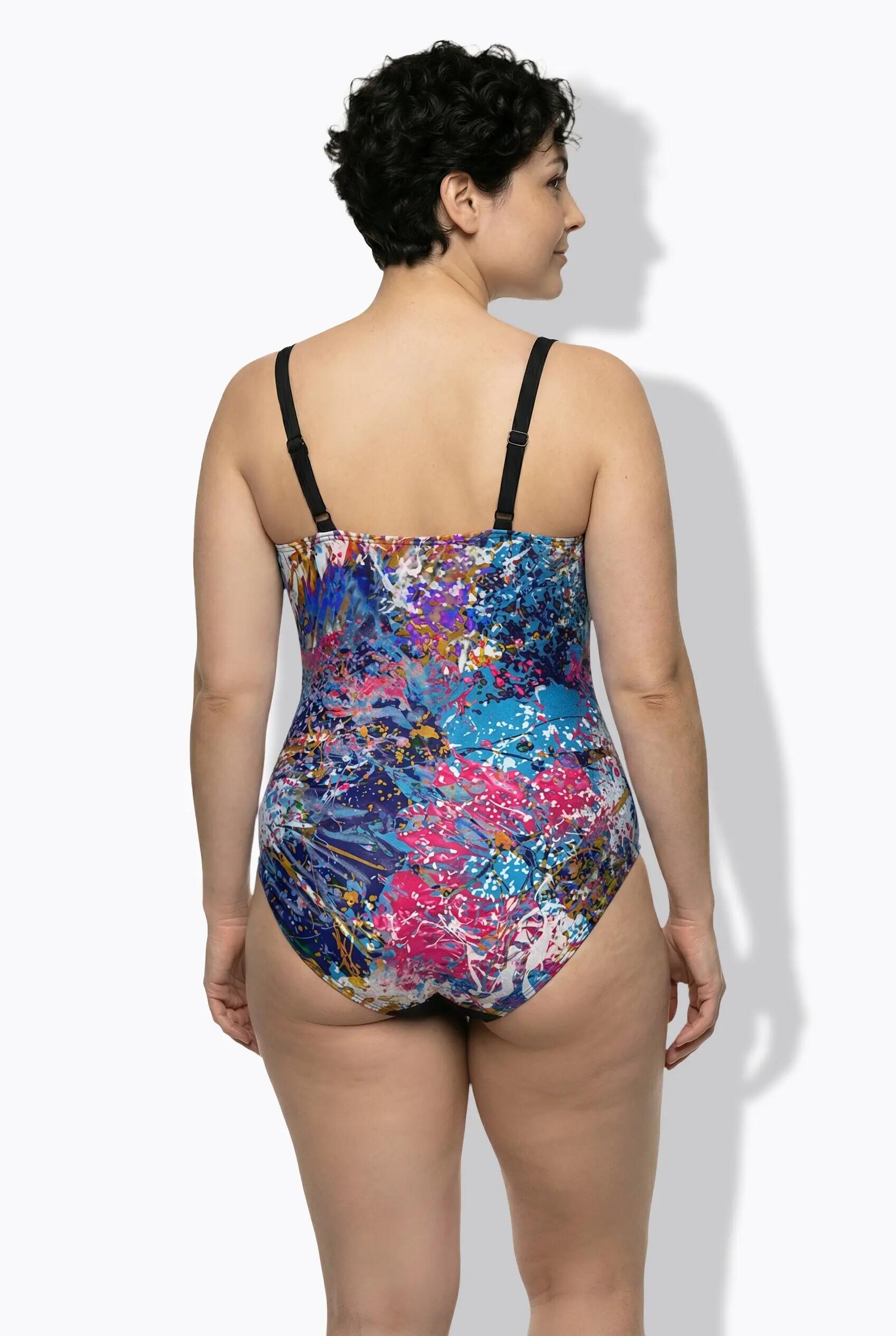 Damen Badeanzug Wickeloptik Softcups Träger verstellbar 8/13