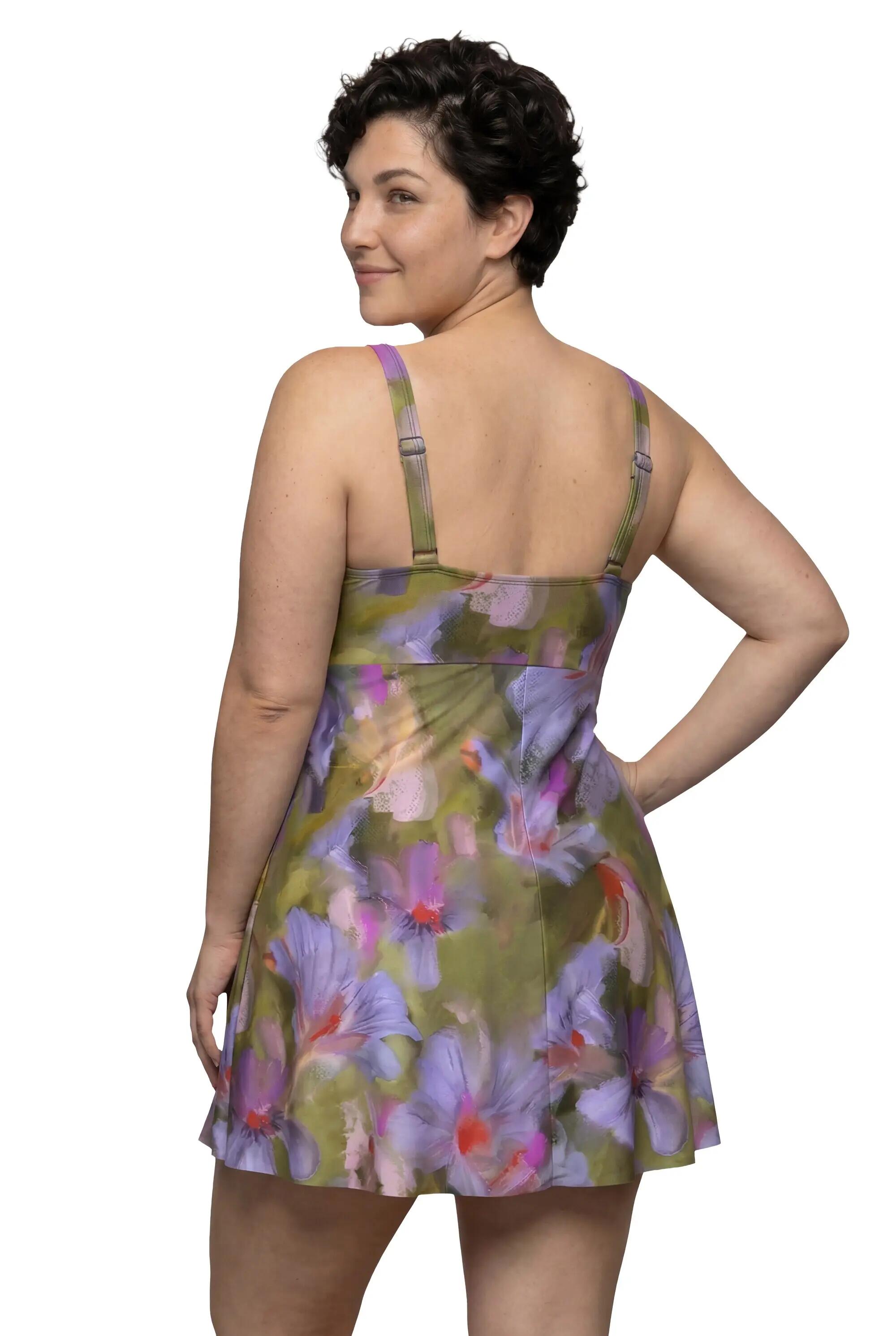 Dames Badjurk bloemen zachte cups verstelbare schouderbandjes strik 2/13