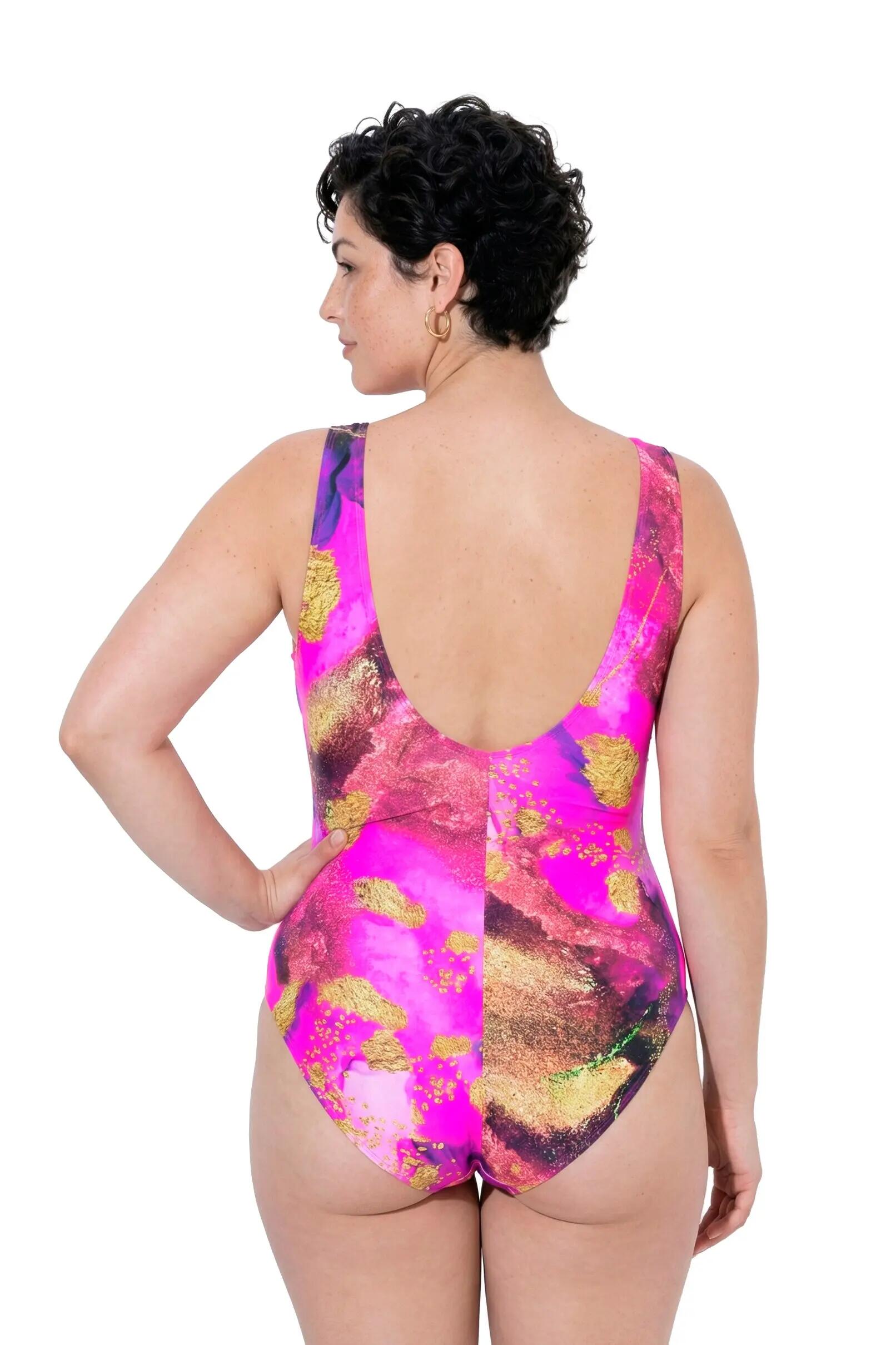 Damen Badeanzug Zierband Schnalle Softcups 5/13