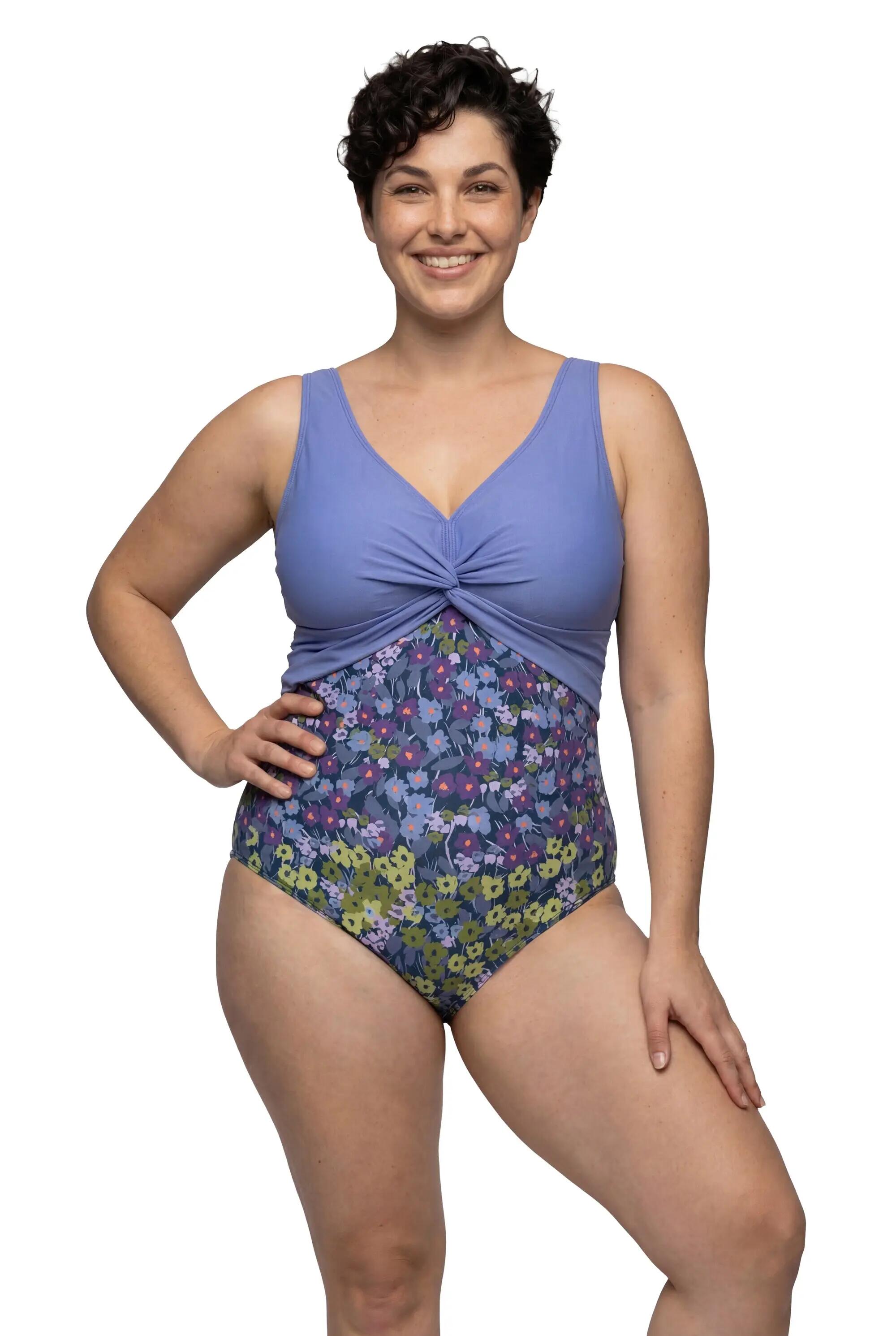 Damen Badeanzug Blüten Softcups Zierknoten recycelt 4/13