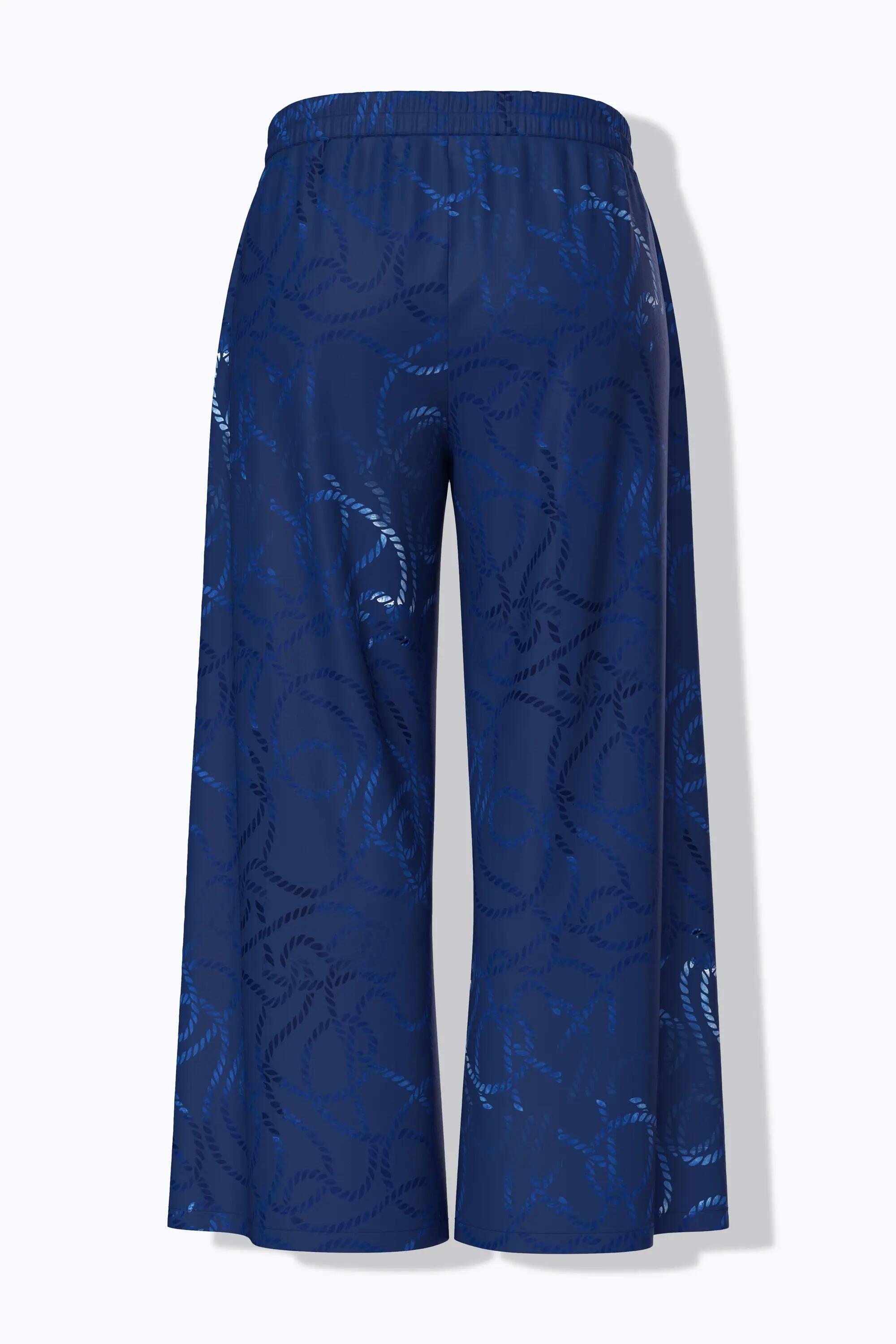 Femme Pantalon palazzo jambe large et ceinture élastique motif cordes de marine 13/13