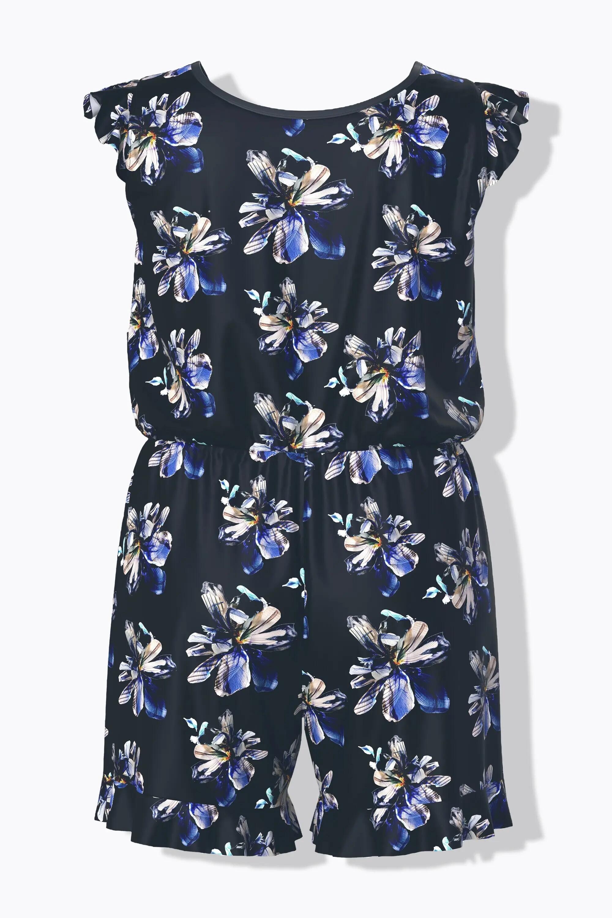 Femme Robe de bain avec short. Motif à fleurs. Bonnets souples. Matière recyclée 2/13