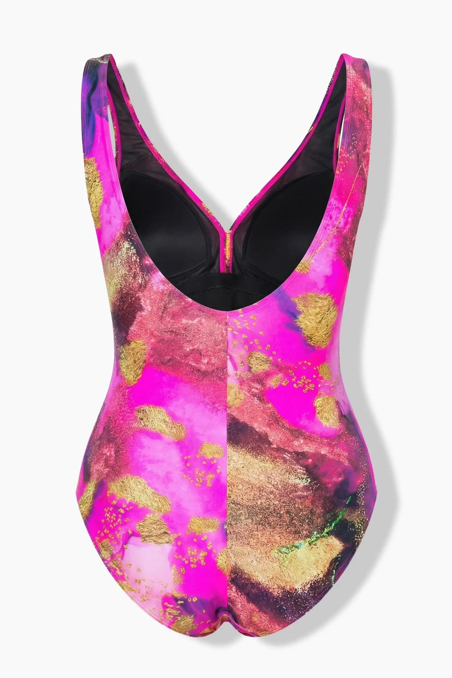 Damen Badeanzug Zierband Schnalle Softcups 3/13