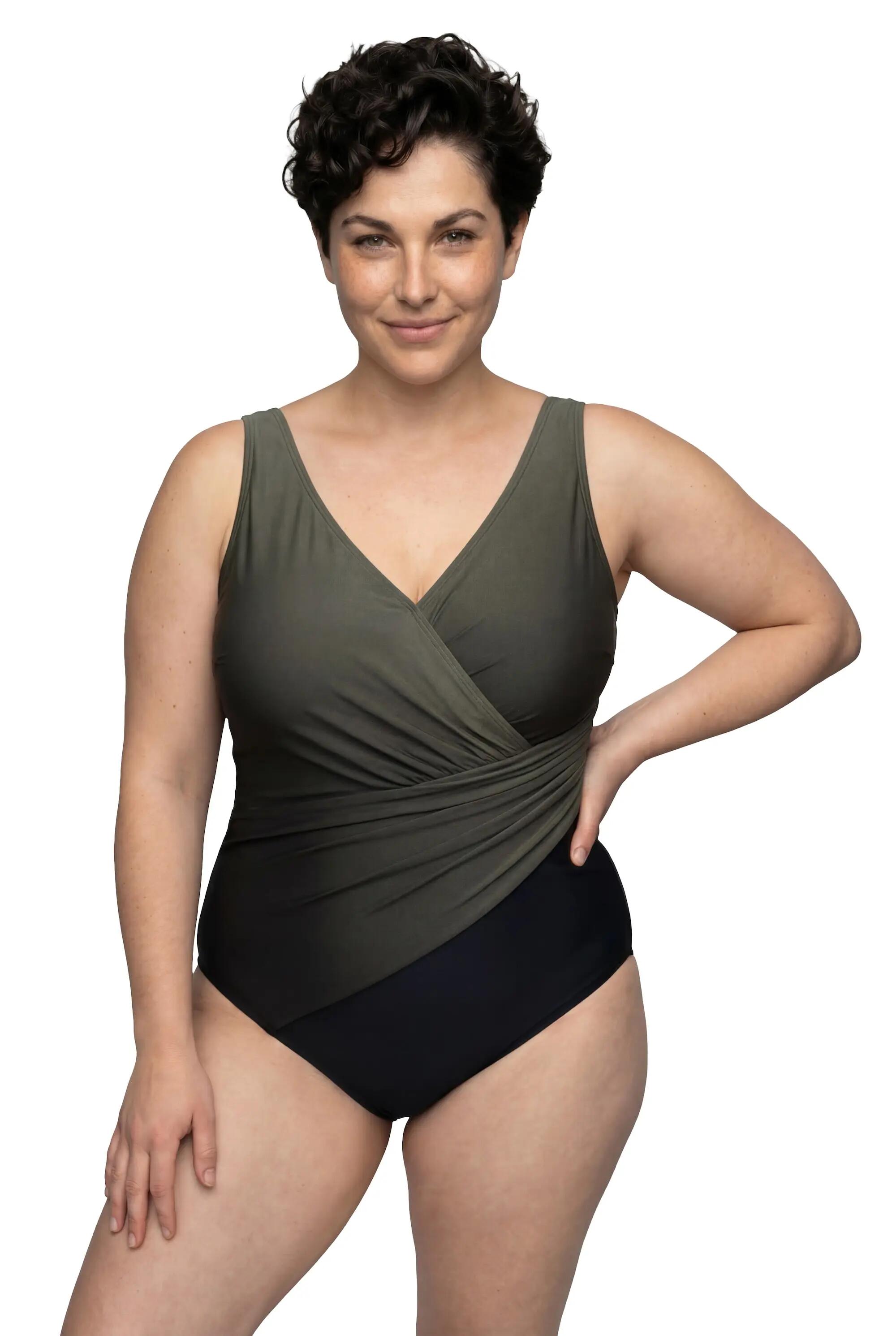 Femme Maillot de bain à dégradé de couleurs drapé et bonnets souples 2/13