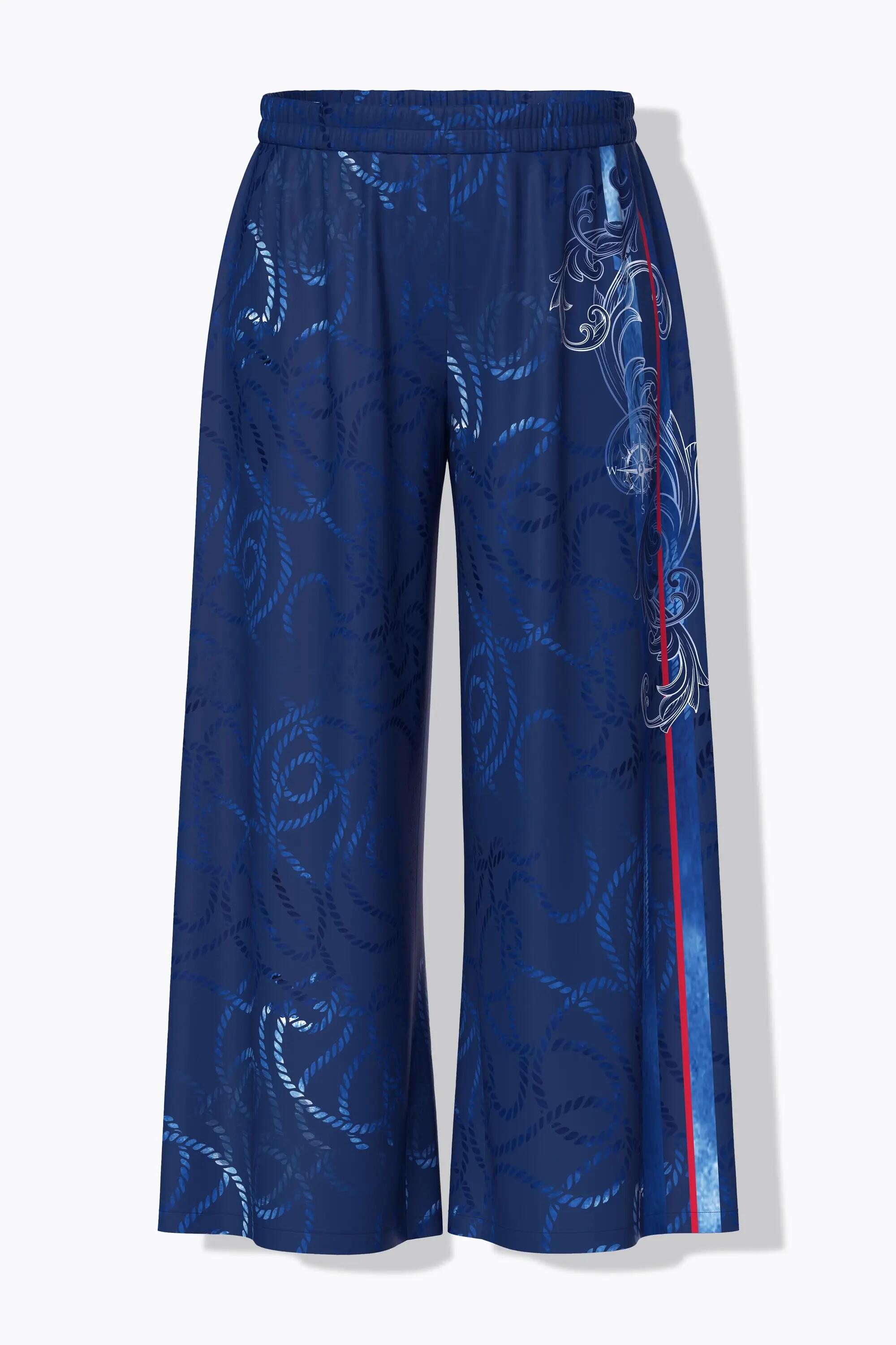 Femme Pantalon palazzo jambe large et ceinture élastique motif cordes de marine 12/13