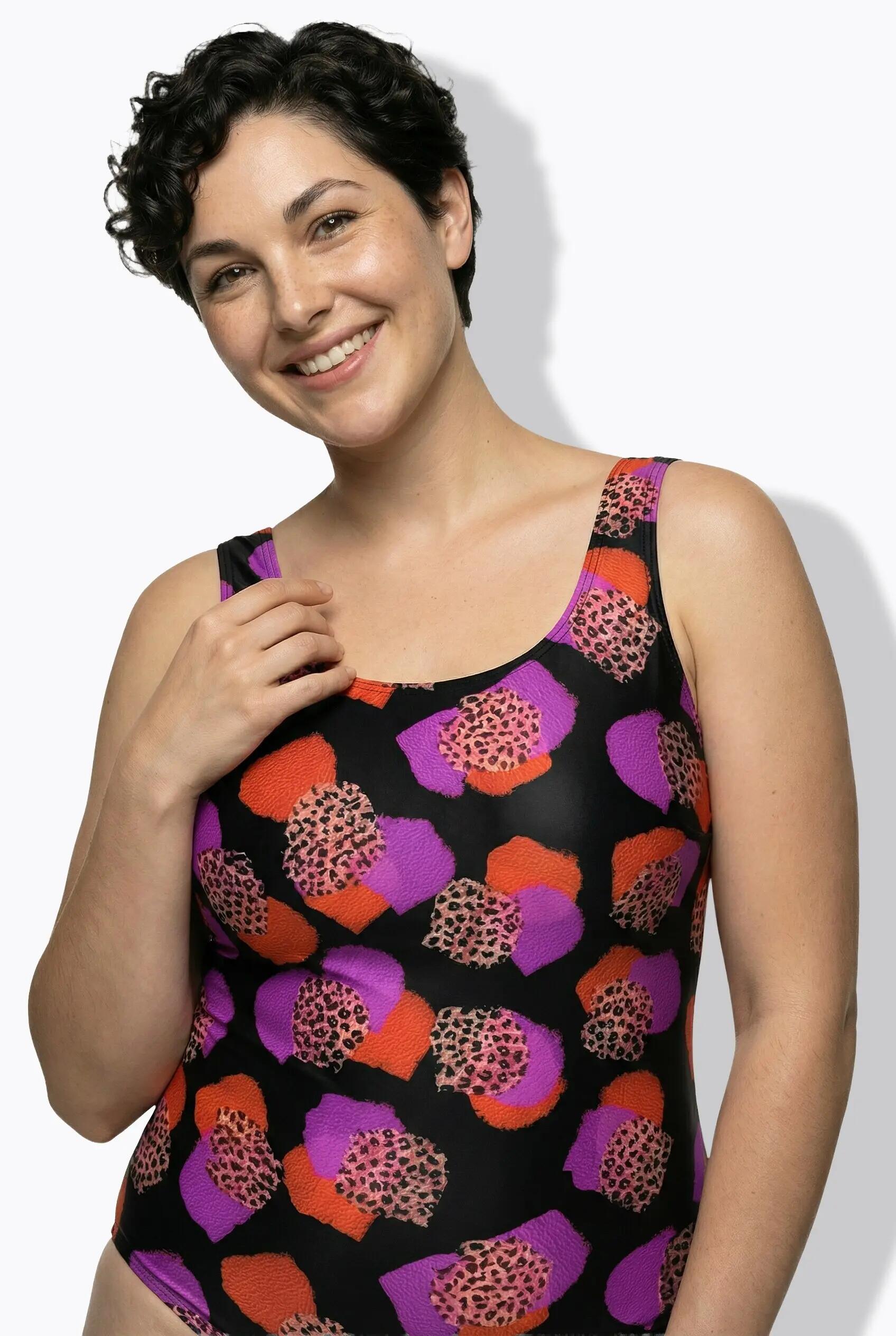 Femme Maillot de bain à motif léopard sans coques souples encolure ronde 9/13