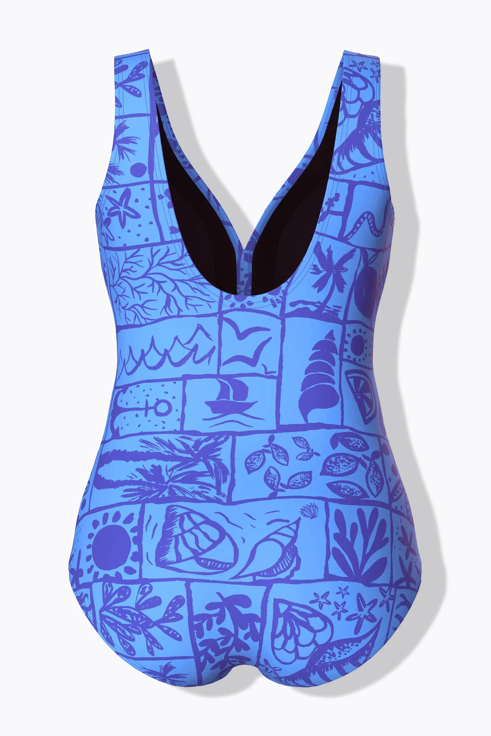 Damen Badeanzug Muscheln V-Ausschnitt Softcups recycelt 2/13