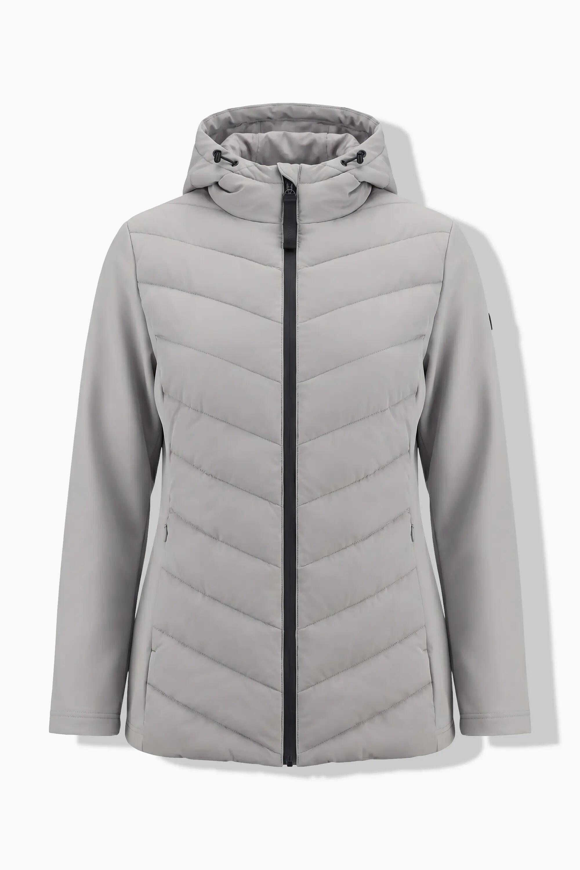 Dames HYPRAR hybride jas materiaalmix opstaande kraag capuchon 5/5