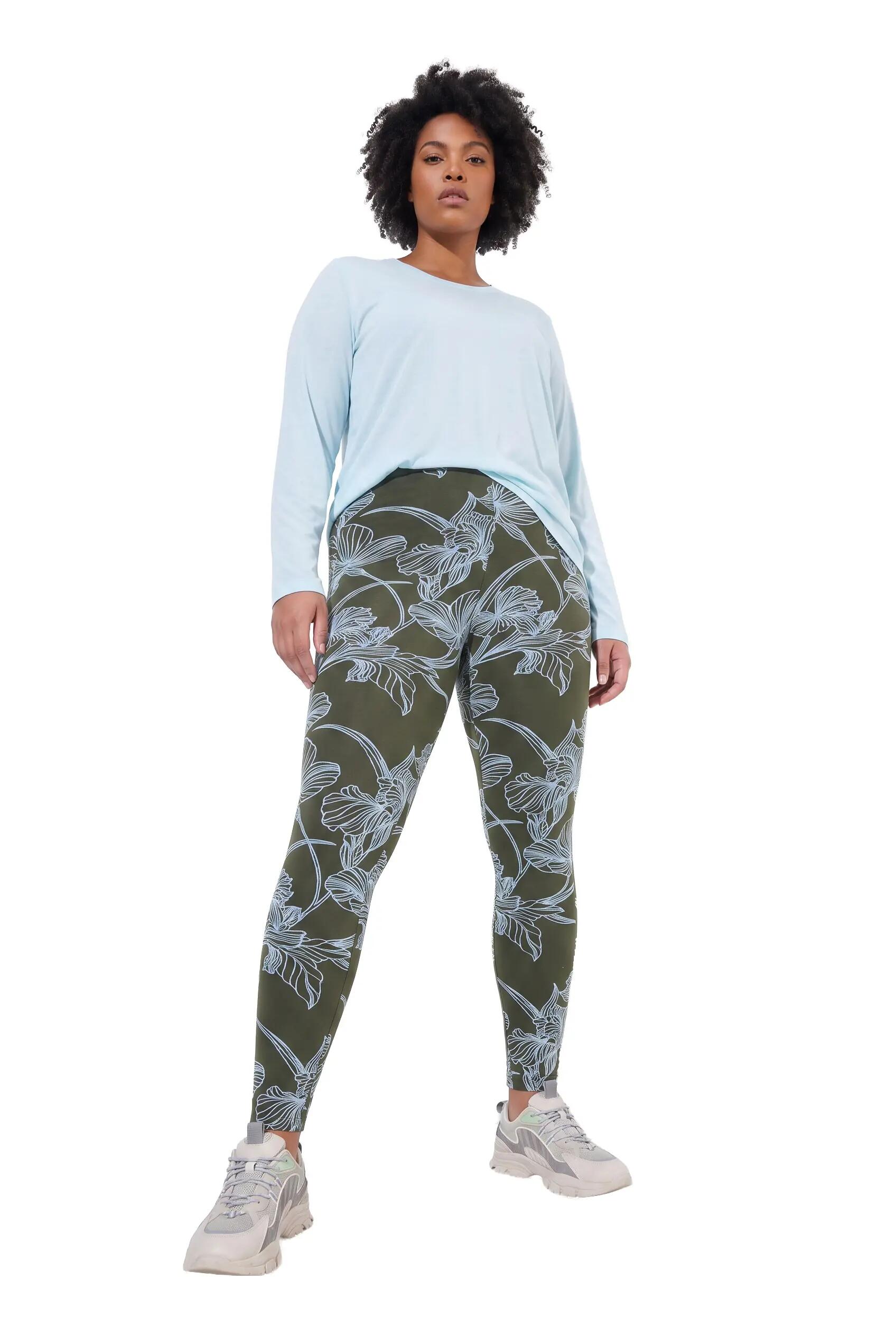 Damen Leggings Blüten Slim Elastikbund 6/13