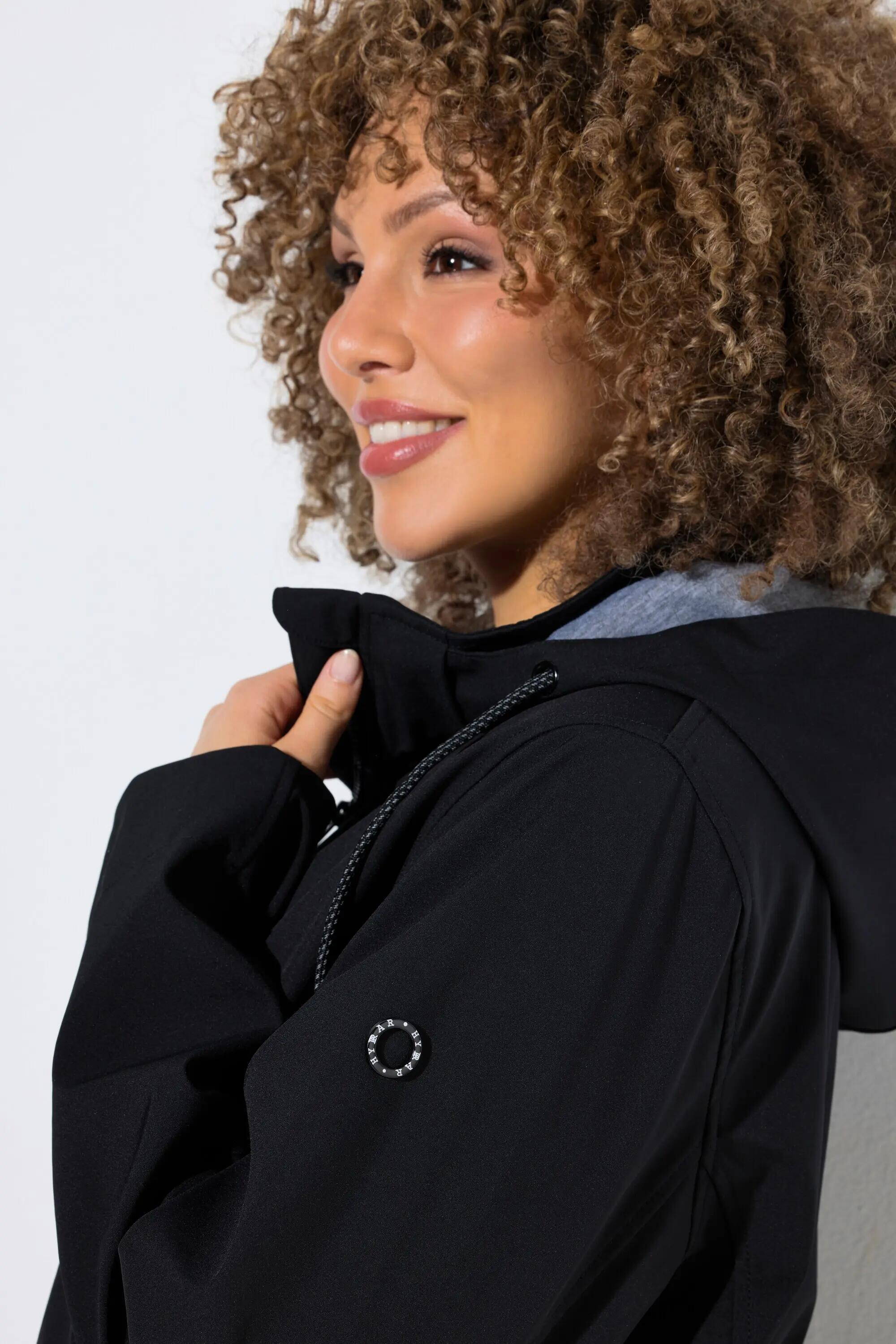Dames HYPRAR softshell jas capuchon ritszakken langere rug 8/11