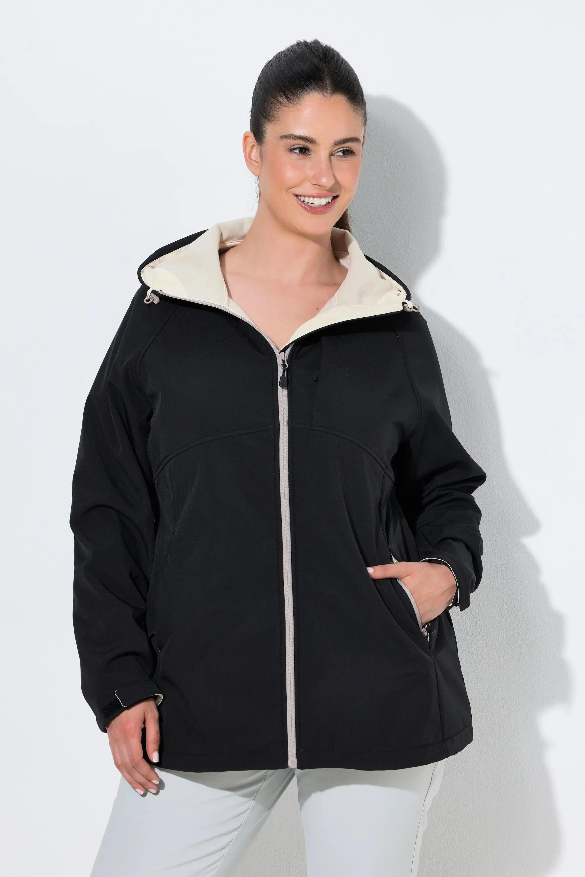Damen Softshelljacke Kapuze Zipptaschen Klettriegel 2/13