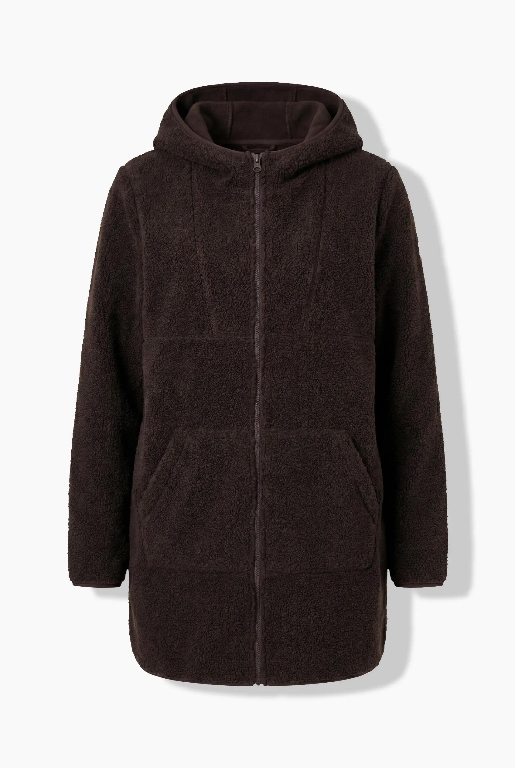 Damen Longjacke Teddyfleece Kapuze Langarm hinten länger 2/13