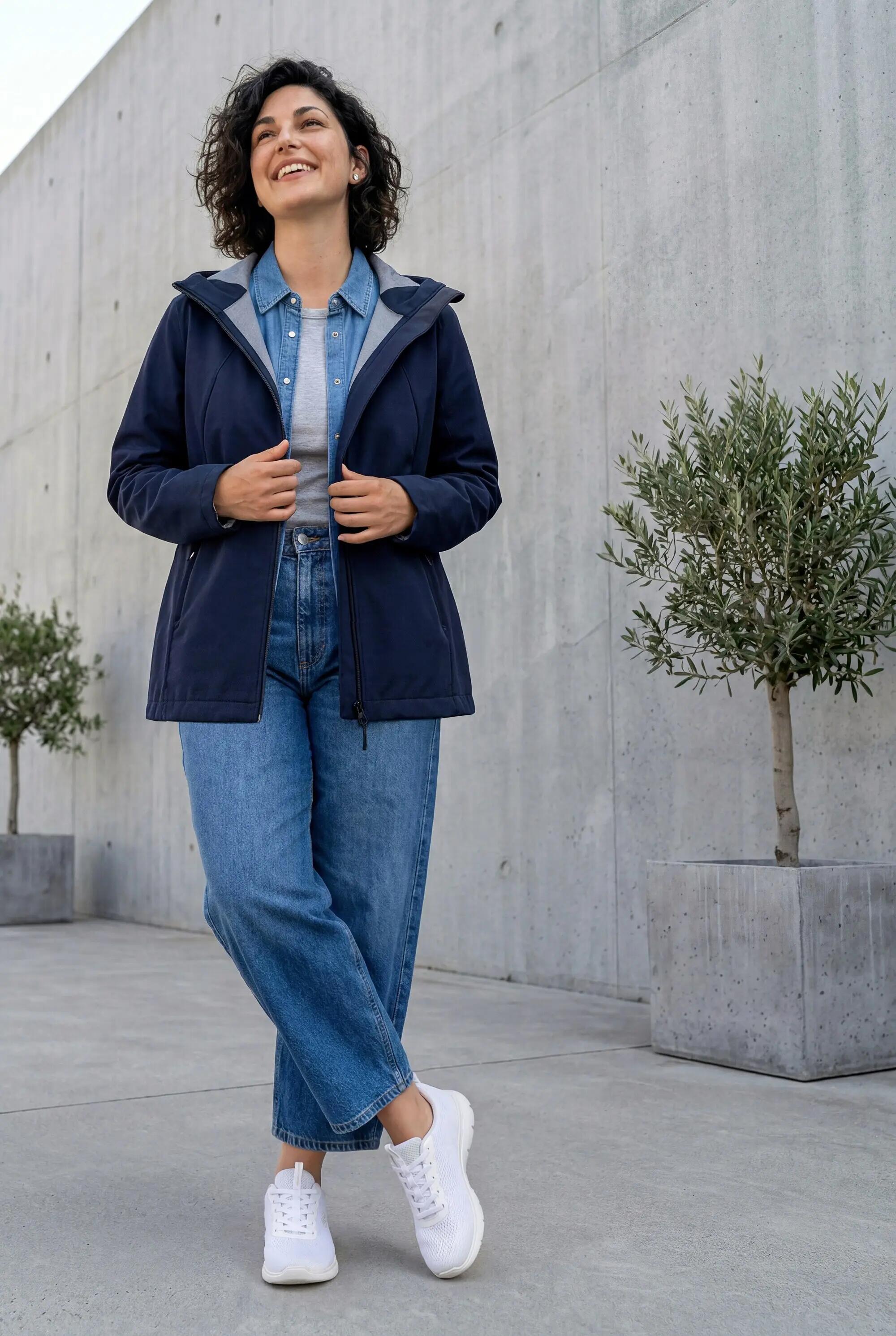 Damen HYPRAR Softshell-Jacke Kapuze Zipptaschen hinten länger 3/13