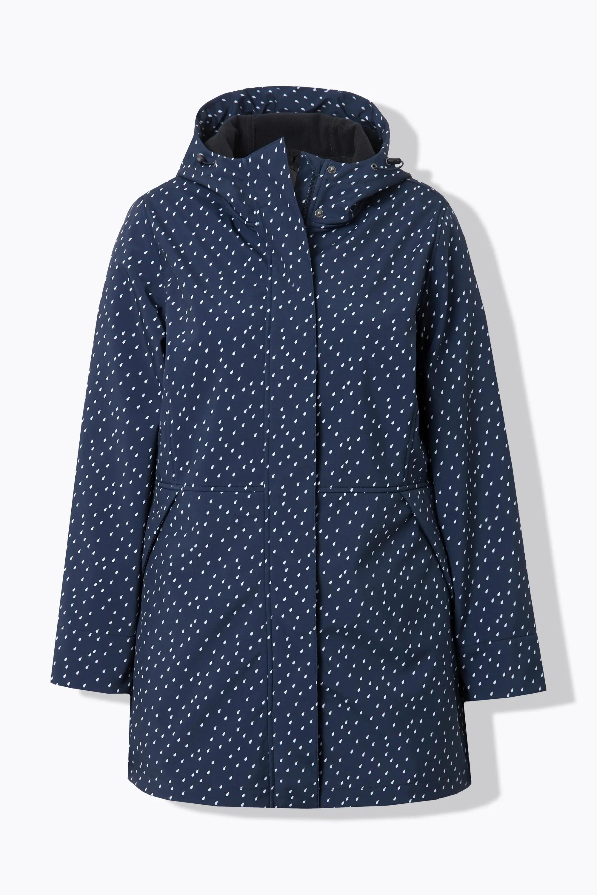 Femme Veste longue Softshell imperméable avec capuche motif gouttes de pluie 2/13