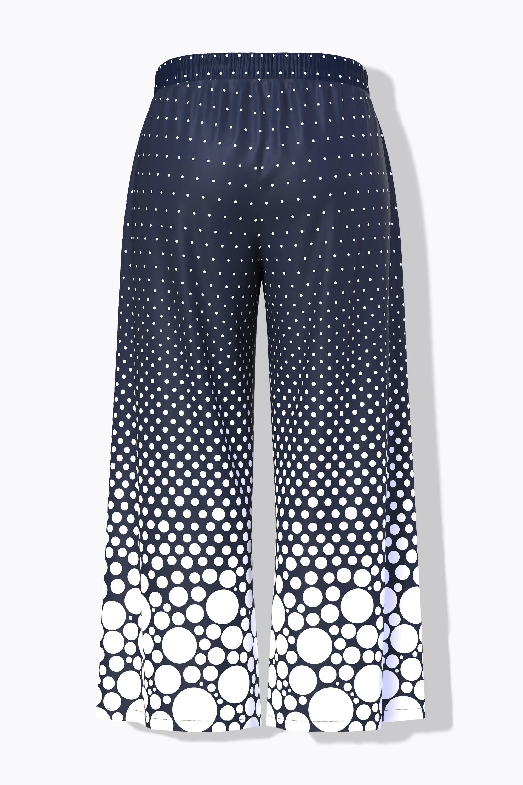Femme Pantalon palazzo à pois. Jambe large et droite. Taille élastique 2/13