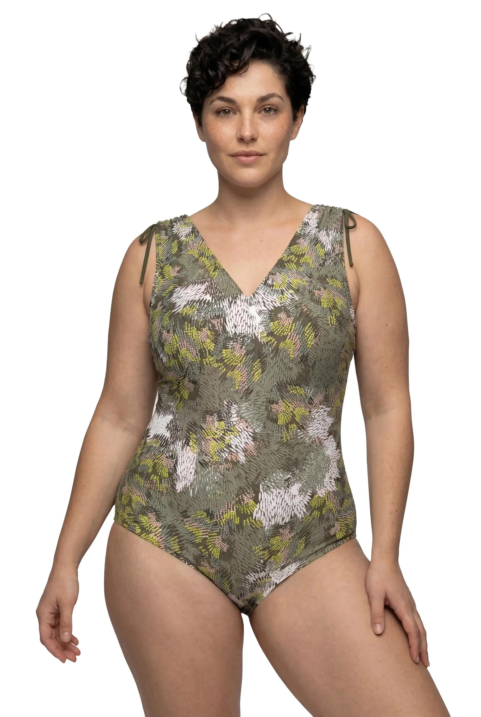 Dames Badpak jungle zachte cups siergesp gerecycled 2/13