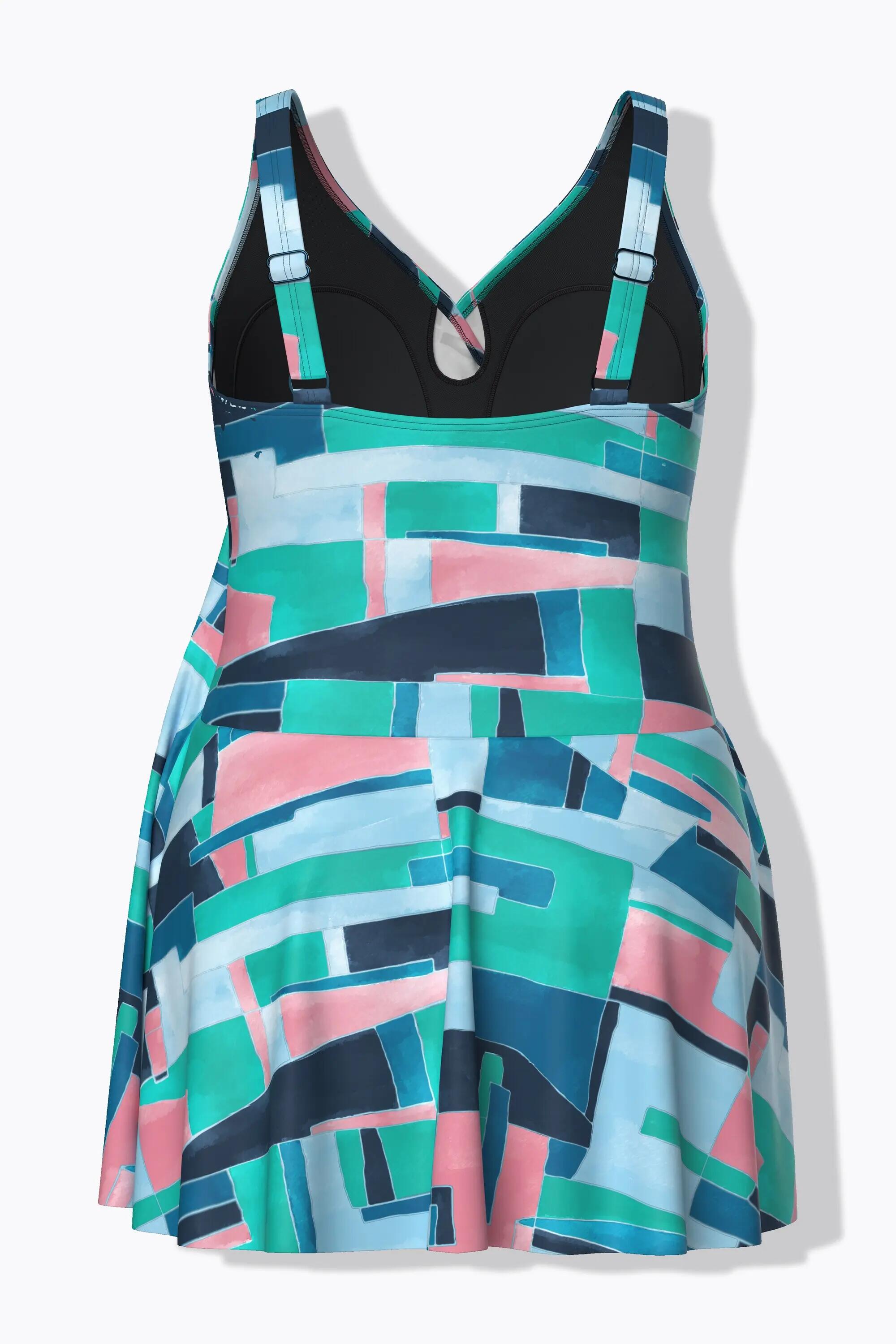 Dames Badjurk grafische print zachte cups wikkellook 2/13