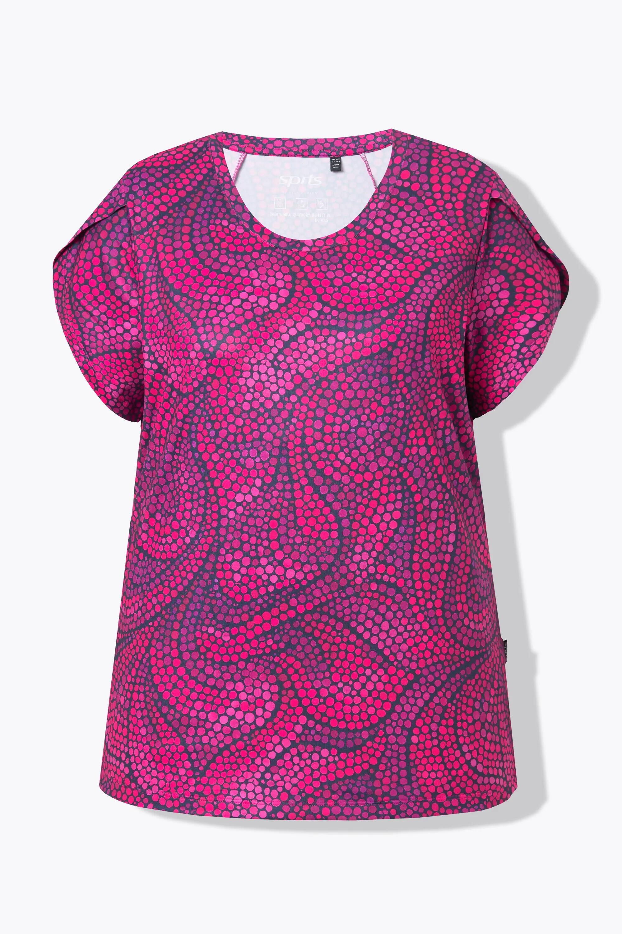 Damen Funktions-Shirt Blüten Rückenfalten Rundhals Halbarm 11/13